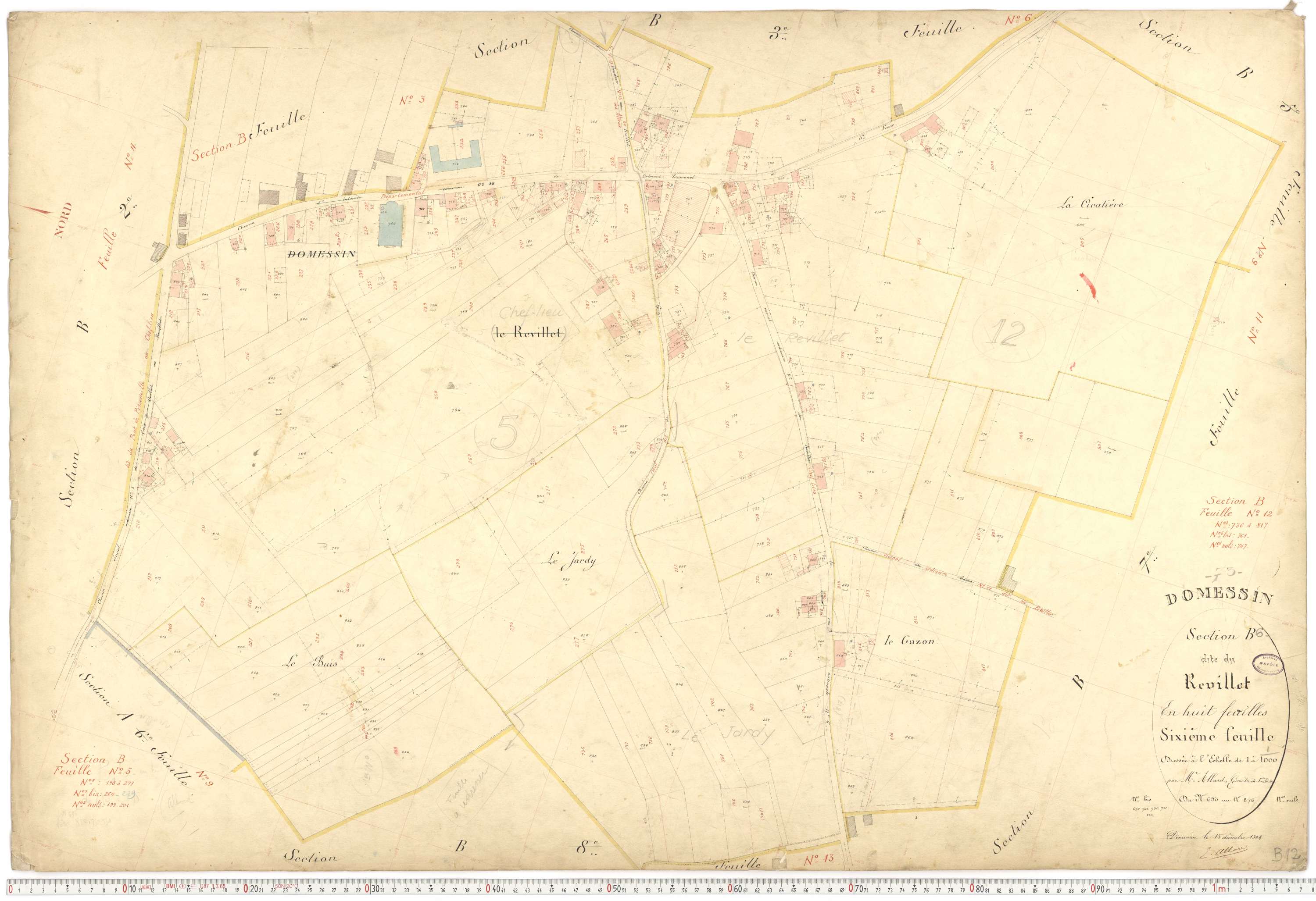 Domessin - Plans cadastraux du premier cadastre français.