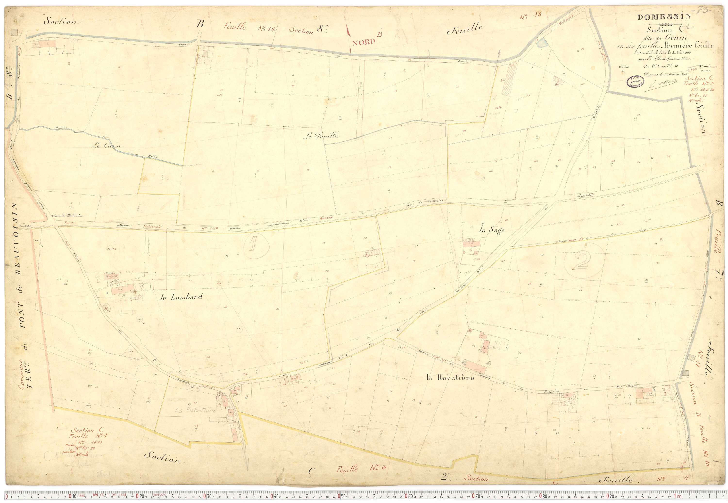 Domessin - Plans cadastraux du premier cadastre français.