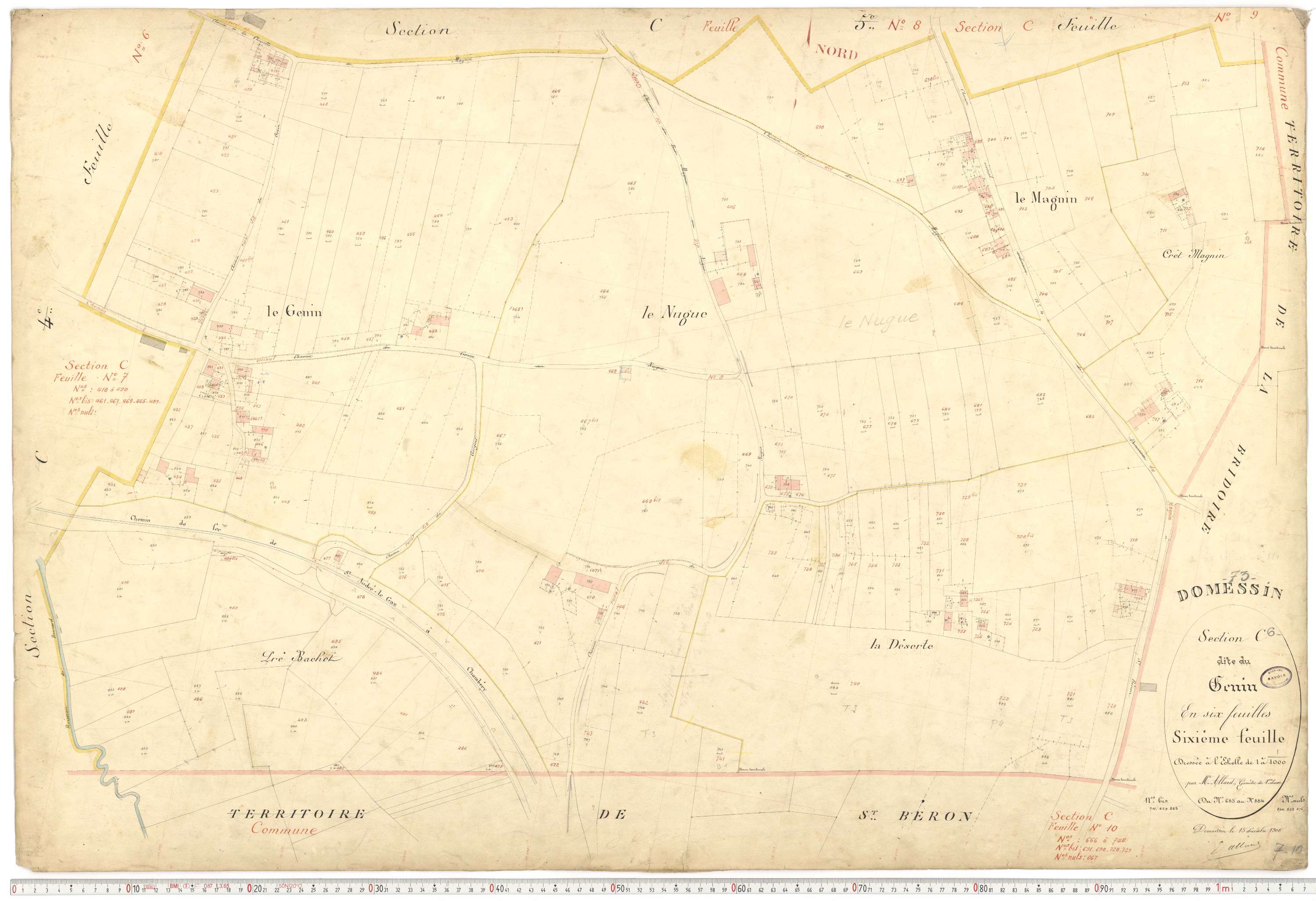 Domessin - Plans cadastraux du premier cadastre français.