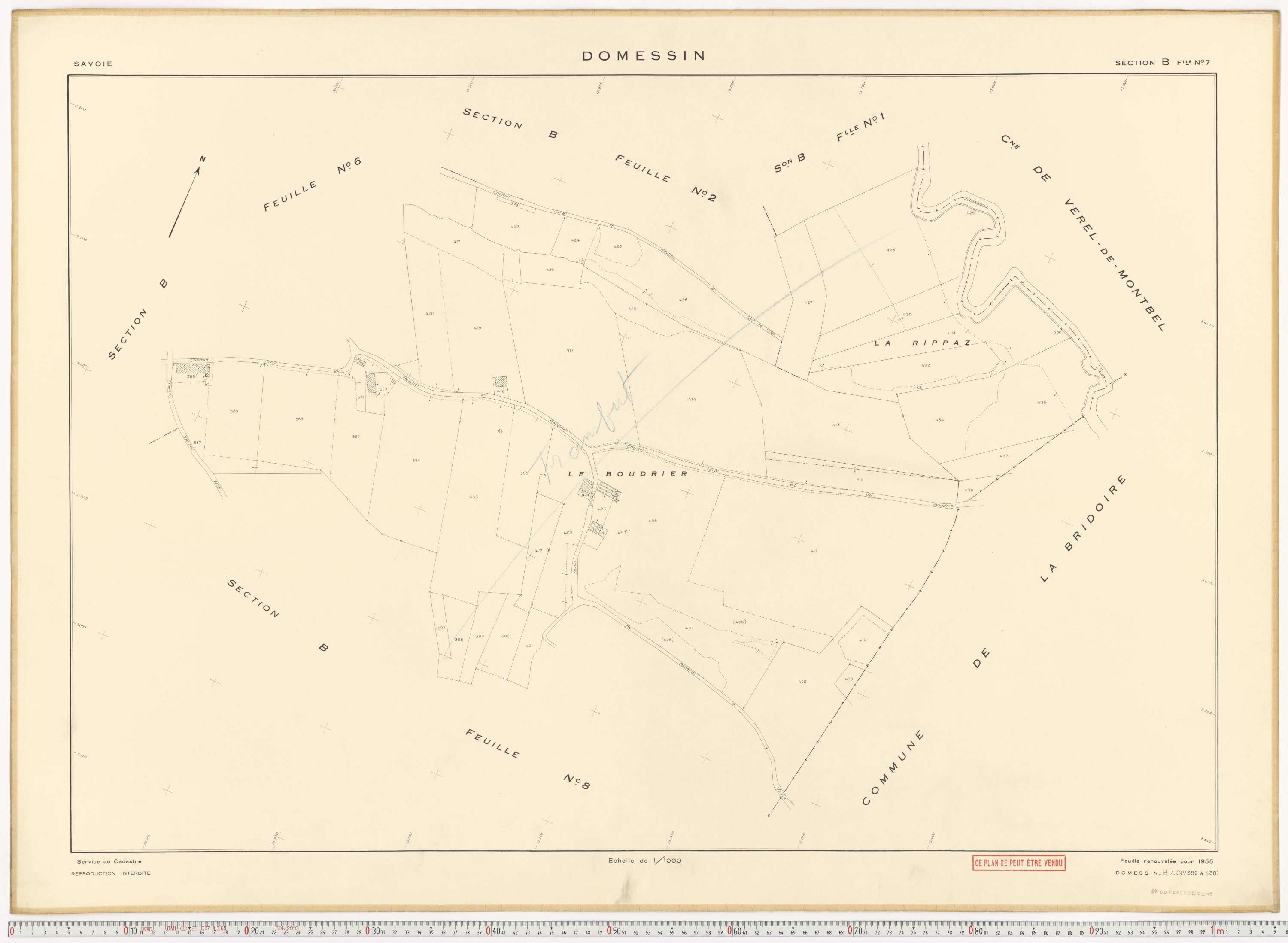 Domessin - Plans cadastraux du cadastre rénové en 1955 et mis à jour en 1988.
