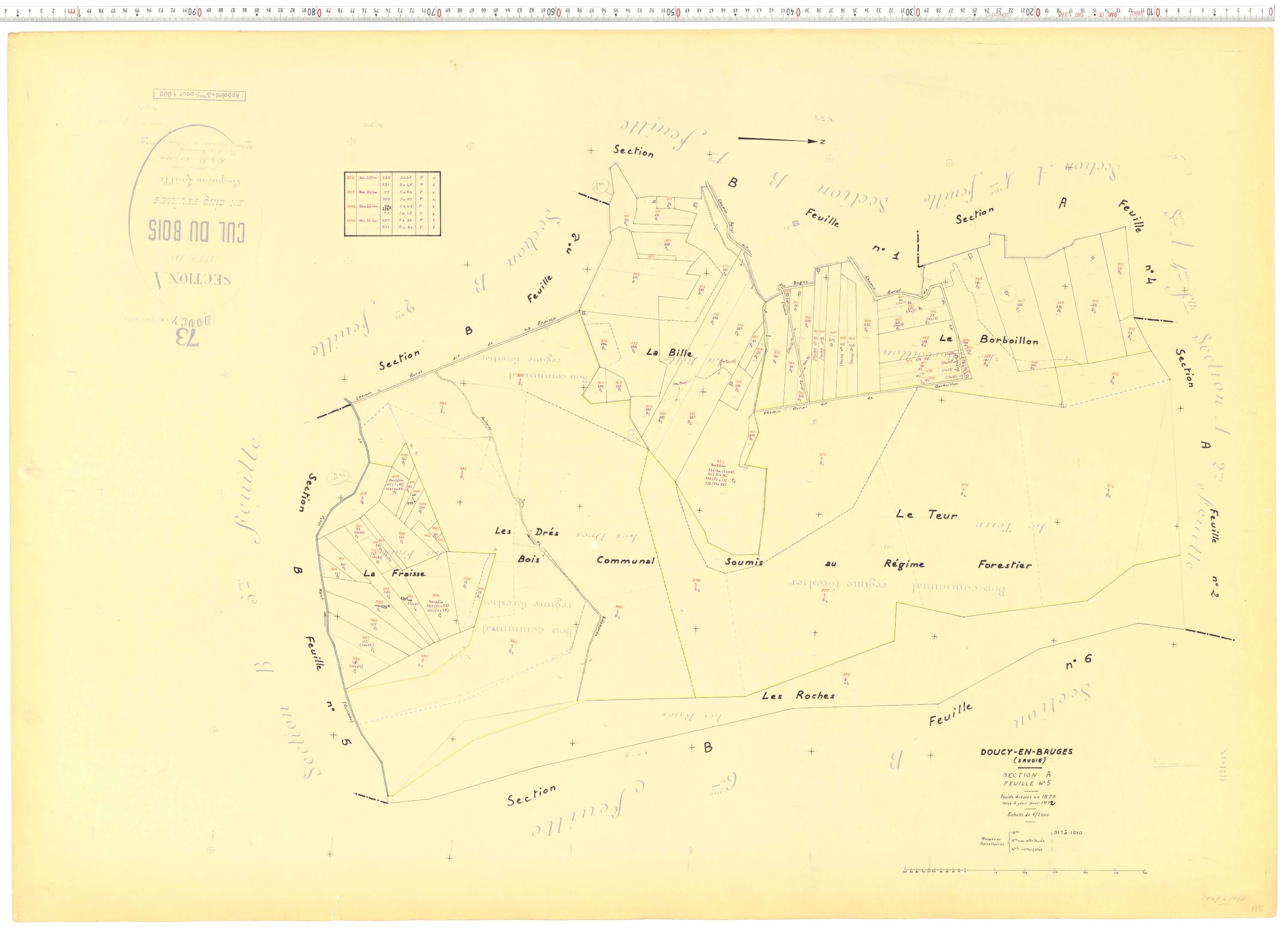 Doucy-en-Bauges - Cadastre rénové, version de travail (1972).