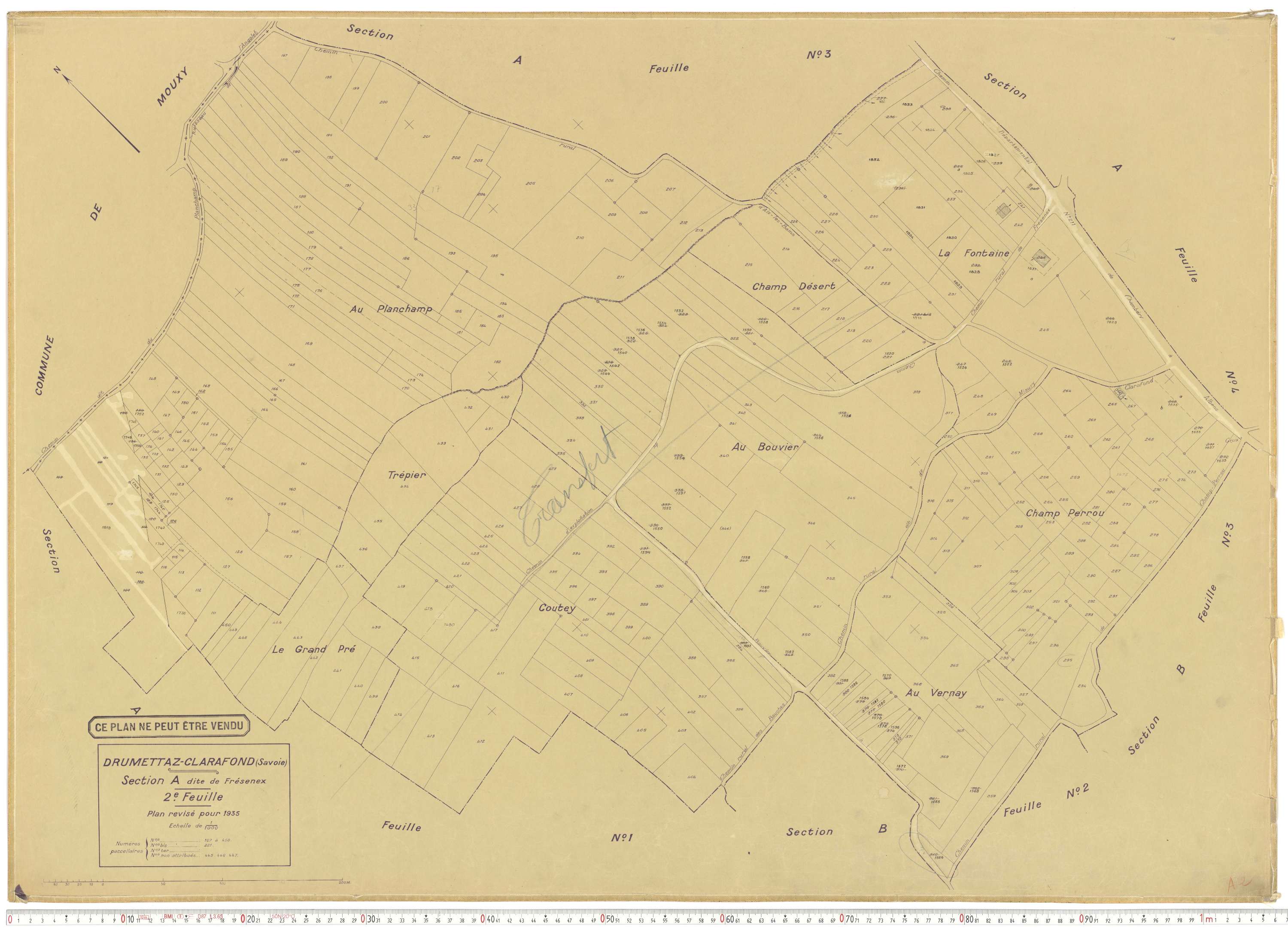Drumettaz-Clarafond - Plans cadastraux du cadastre rénové en 1935 et mis à jour en 1988.