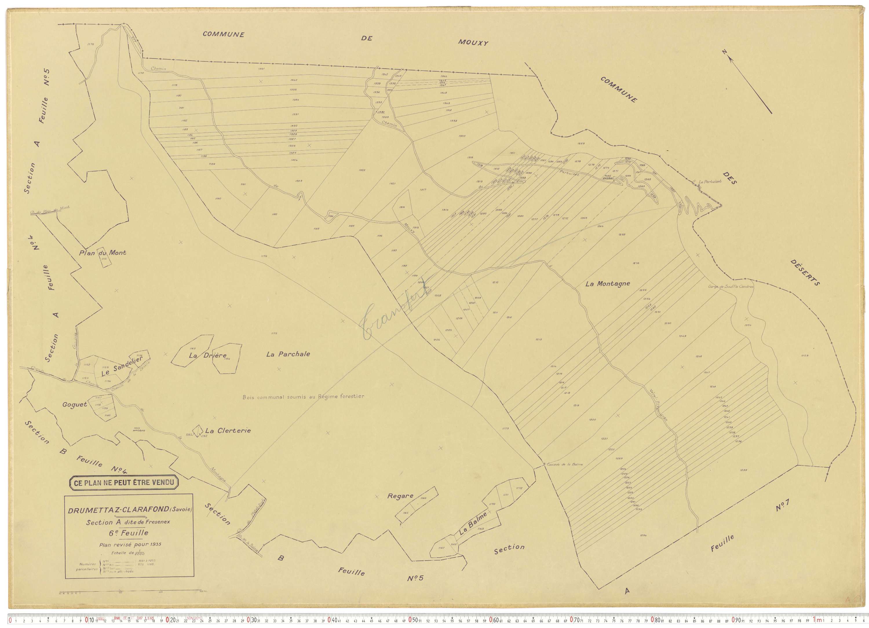 Drumettaz-Clarafond - Plans cadastraux du cadastre rénové en 1935 et mis à jour en 1988.