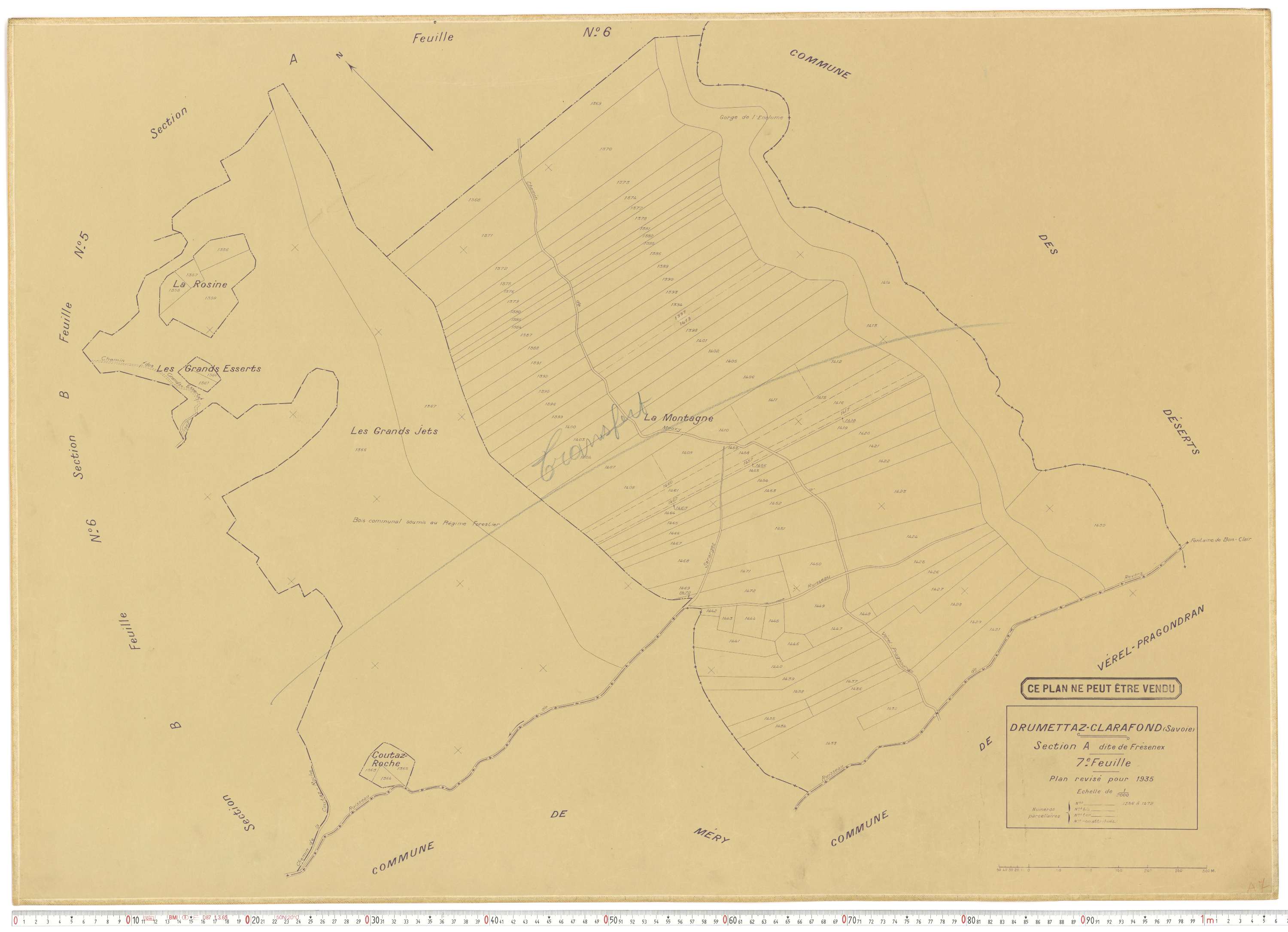 Drumettaz-Clarafond - Plans cadastraux du cadastre rénové en 1935 et mis à jour en 1988.