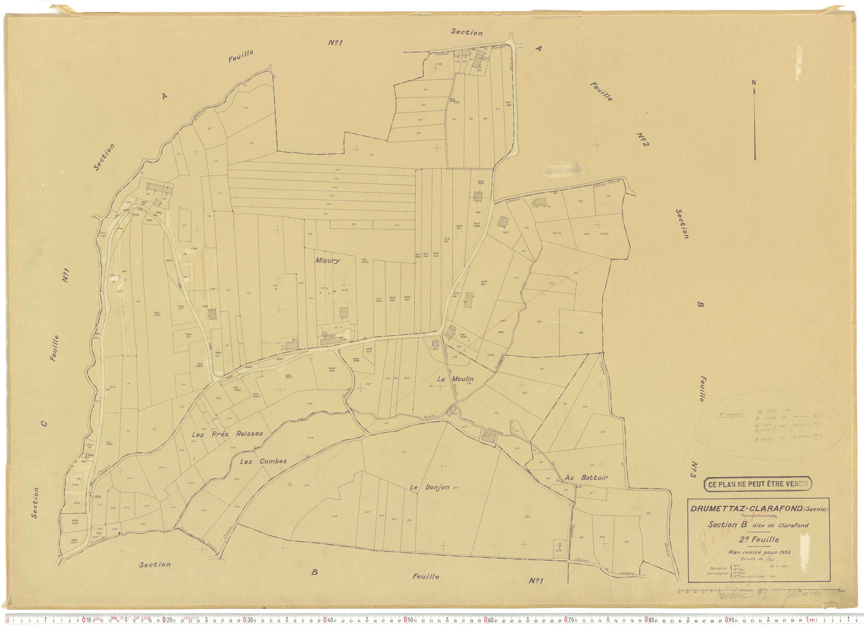 Drumettaz-Clarafond - Plans cadastraux du cadastre rénové en 1935 et mis à jour en 1988.