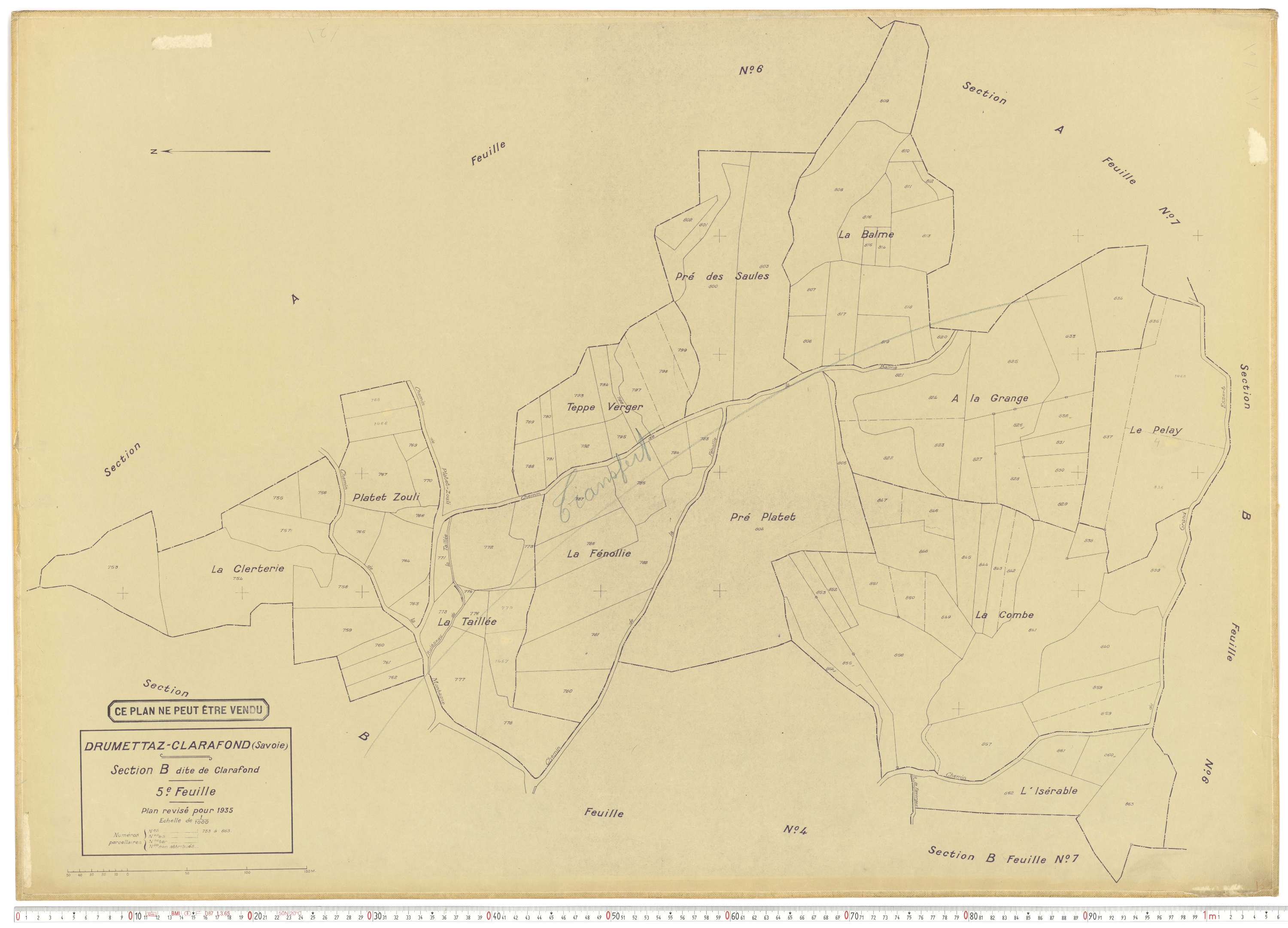Drumettaz-Clarafond - Plans cadastraux du cadastre rénové en 1935 et mis à jour en 1988.