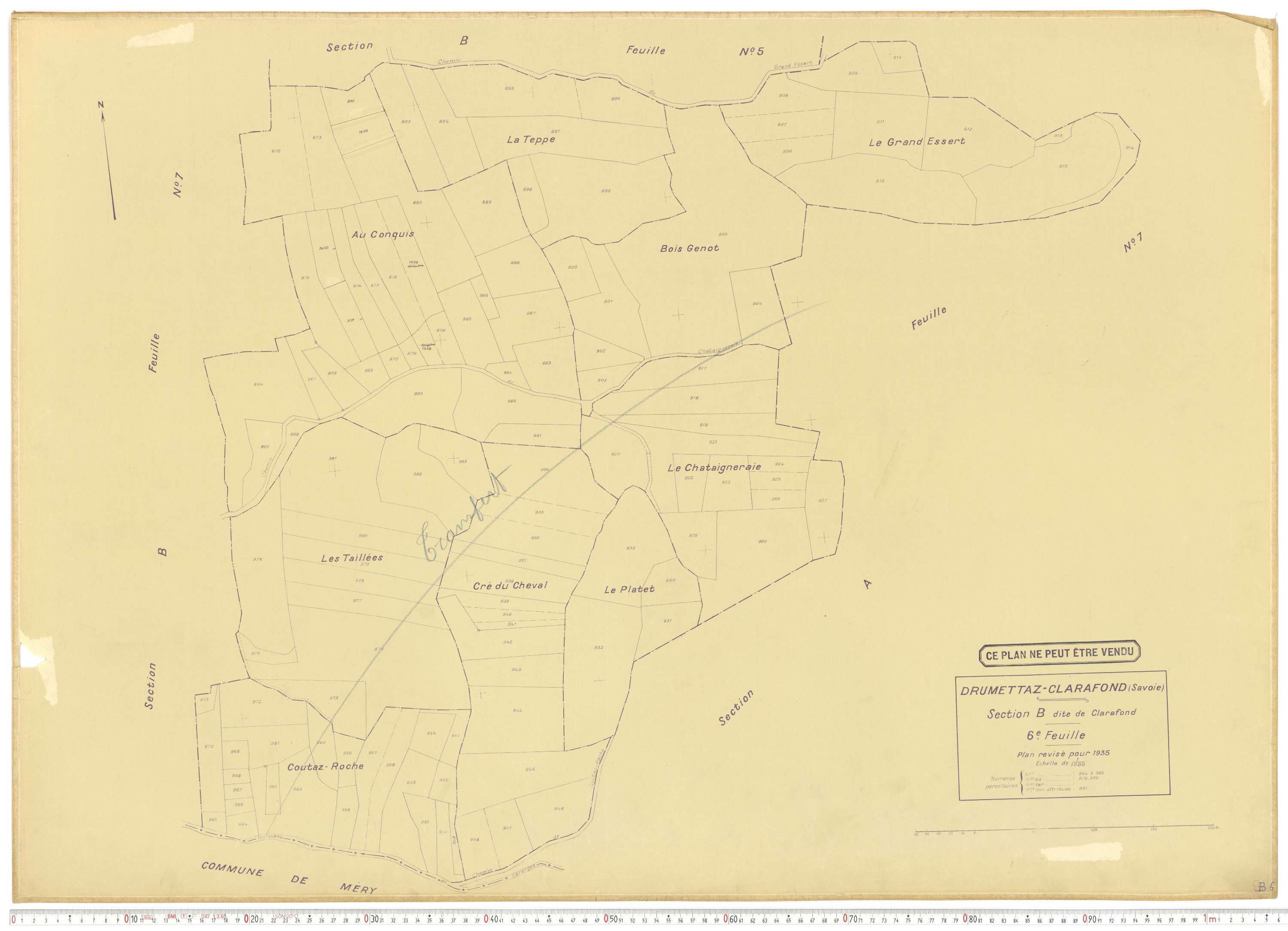Drumettaz-Clarafond - Plans cadastraux du cadastre rénové en 1935 et mis à jour en 1988.