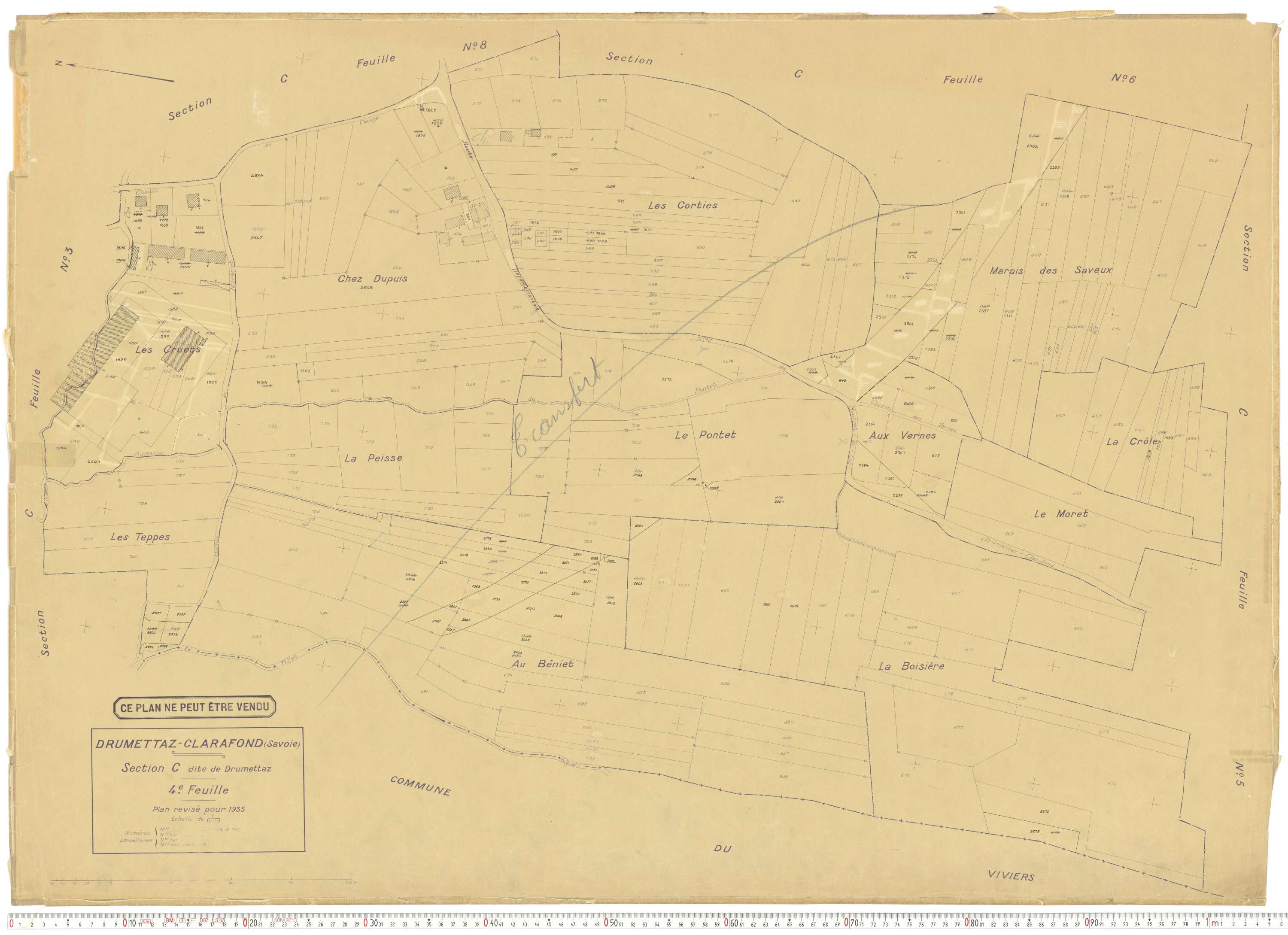 Drumettaz-Clarafond - Plans cadastraux du cadastre rénové en 1935 et mis à jour en 1988.