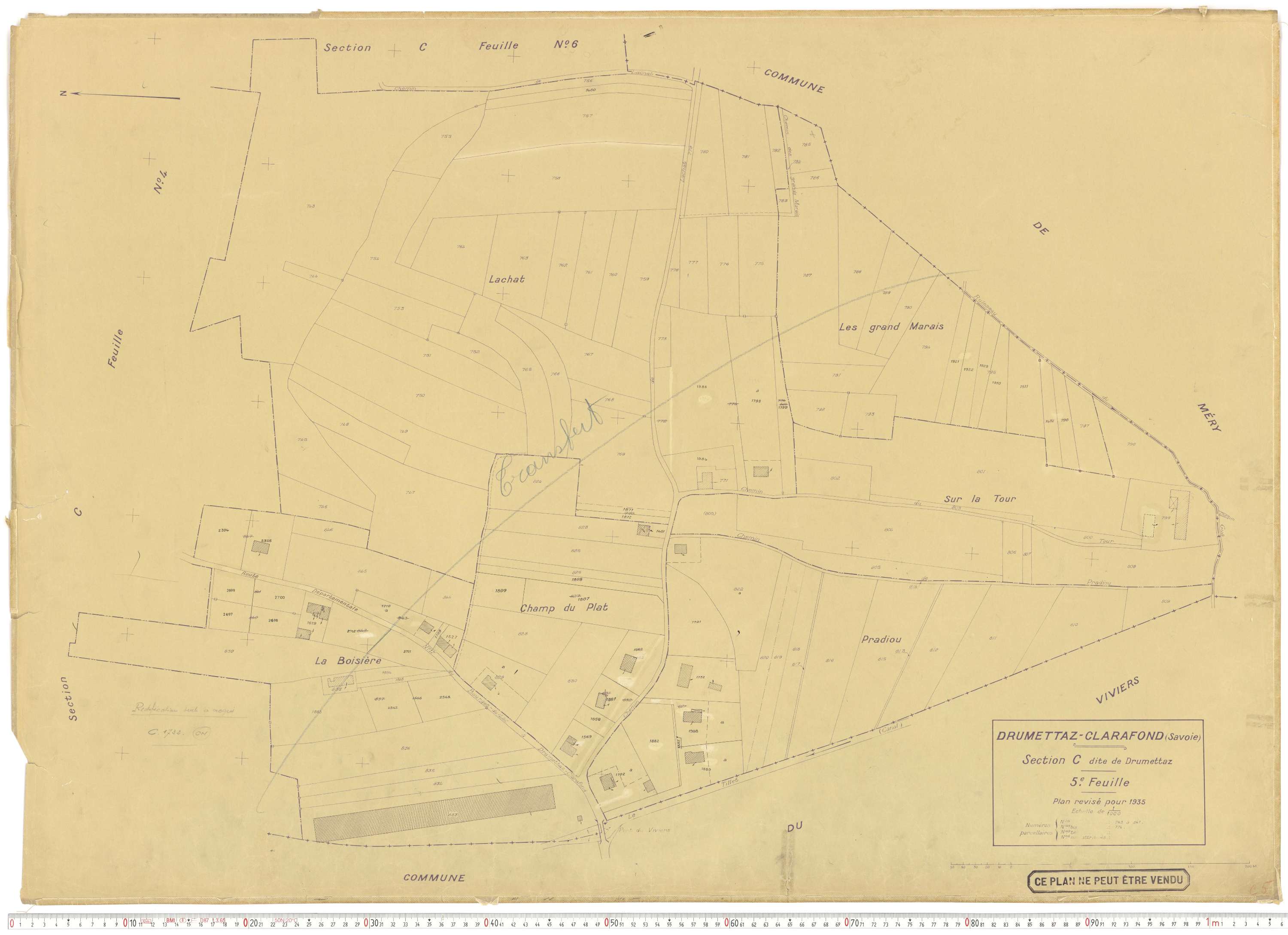 Drumettaz-Clarafond - Plans cadastraux du cadastre rénové en 1935 et mis à jour en 1988.
