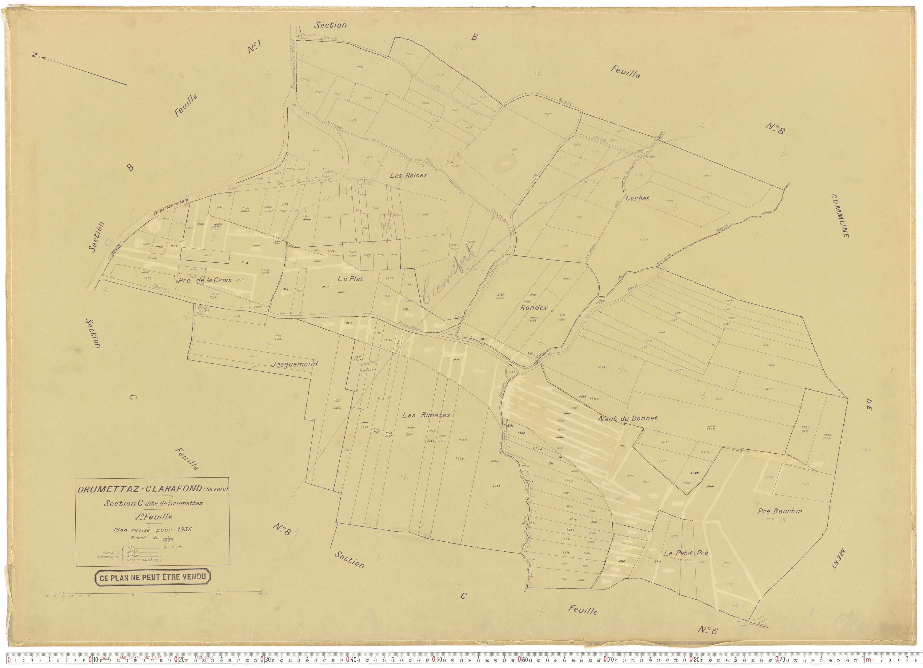 Drumettaz-Clarafond - Plans cadastraux du cadastre rénové en 1935 et mis à jour en 1988.