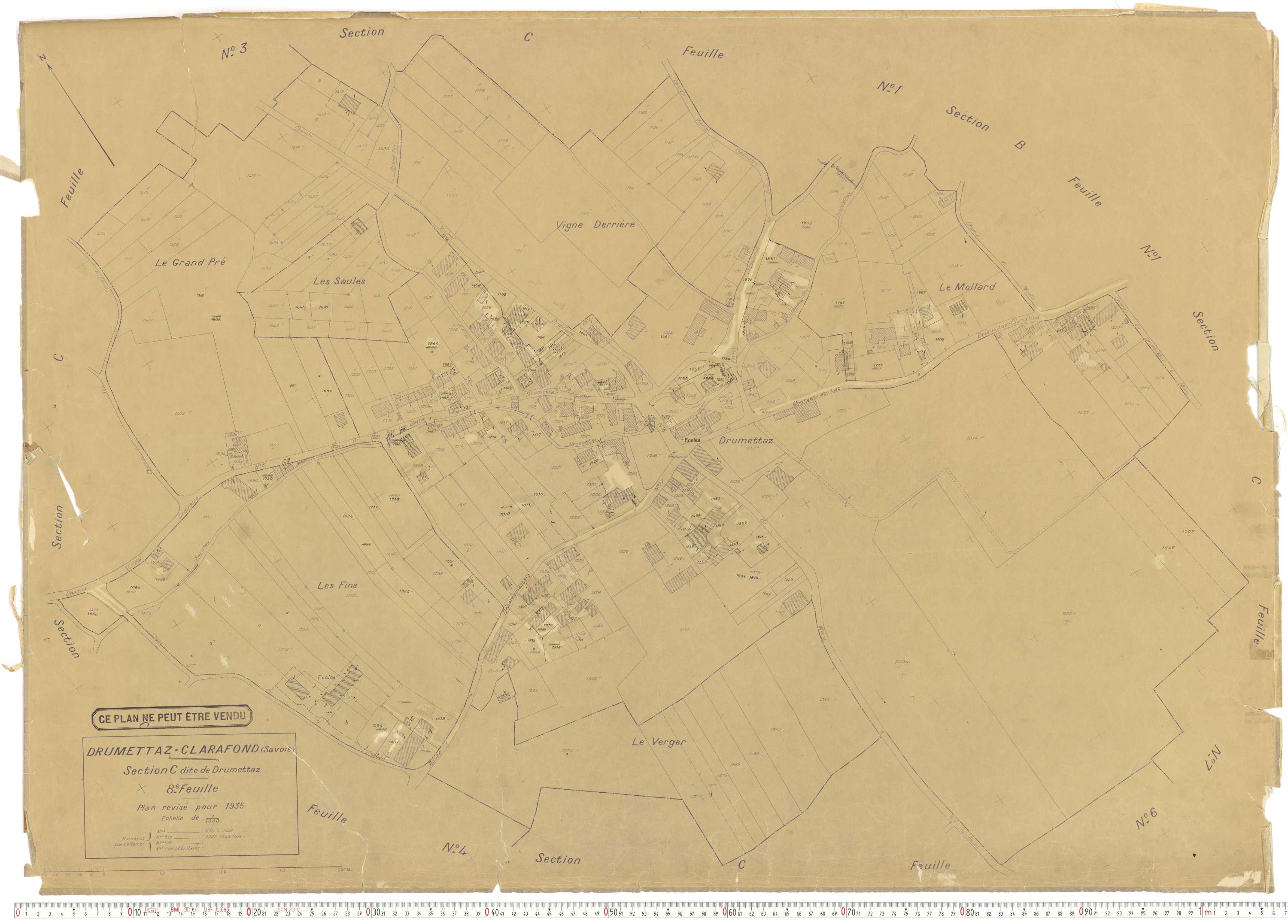 Drumettaz-Clarafond - Plans cadastraux du cadastre rénové en 1935 et mis à jour en 1988.