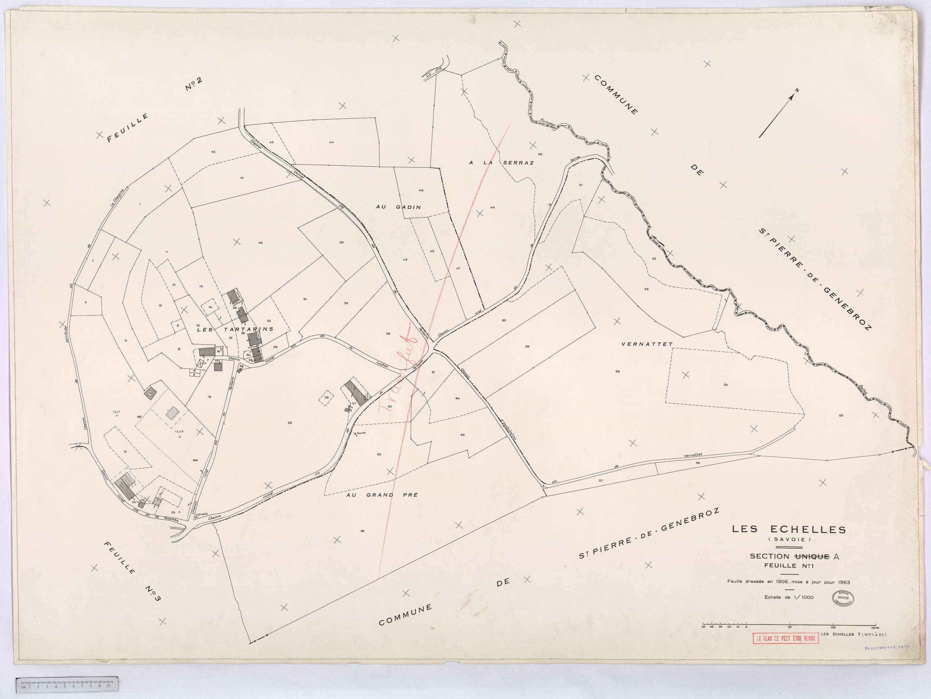 Échelles - Cadastre rénové, version définitive (1963).