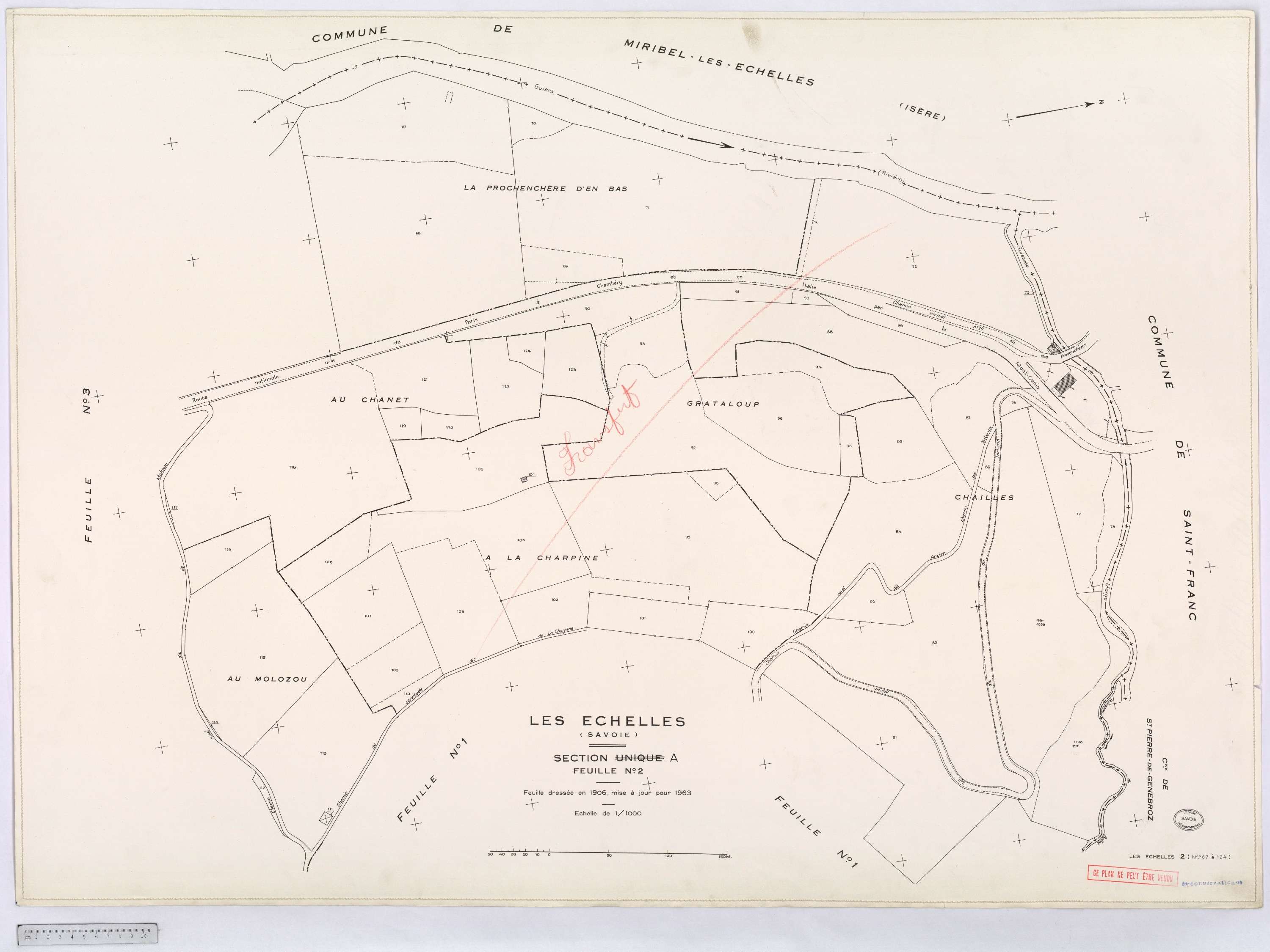 Échelles - Cadastre rénové, version définitive (1963).