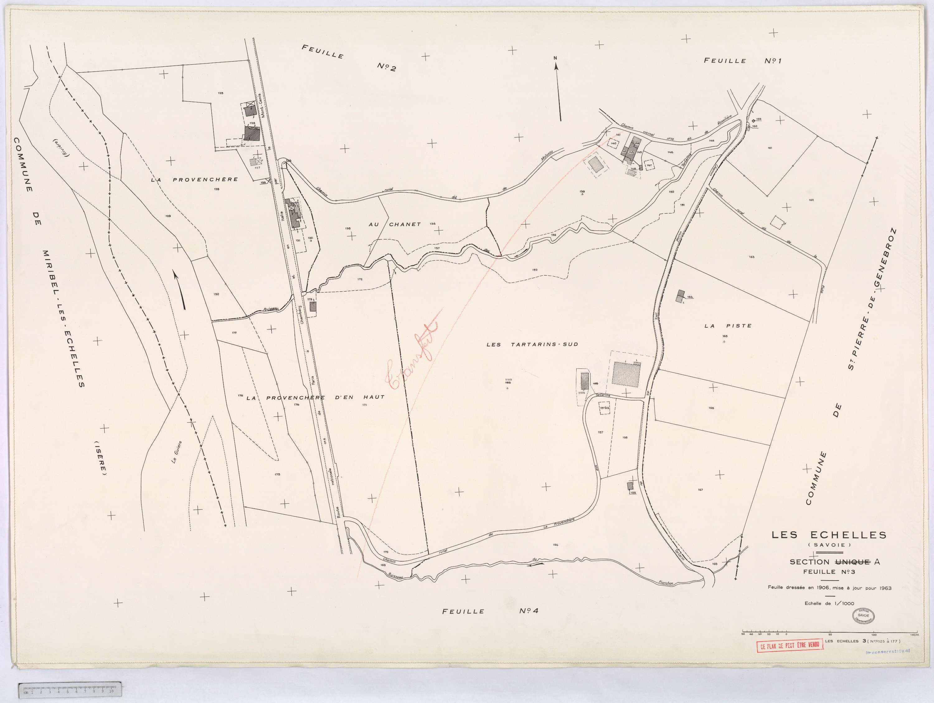 Échelles - Cadastre rénové, version définitive (1963).