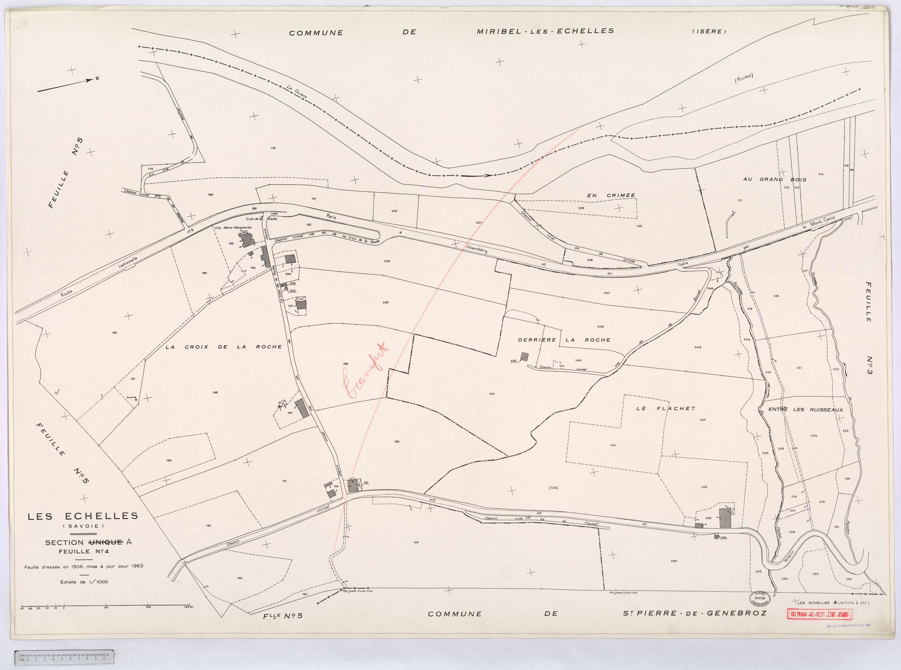 Échelles - Cadastre rénové, version définitive (1963).