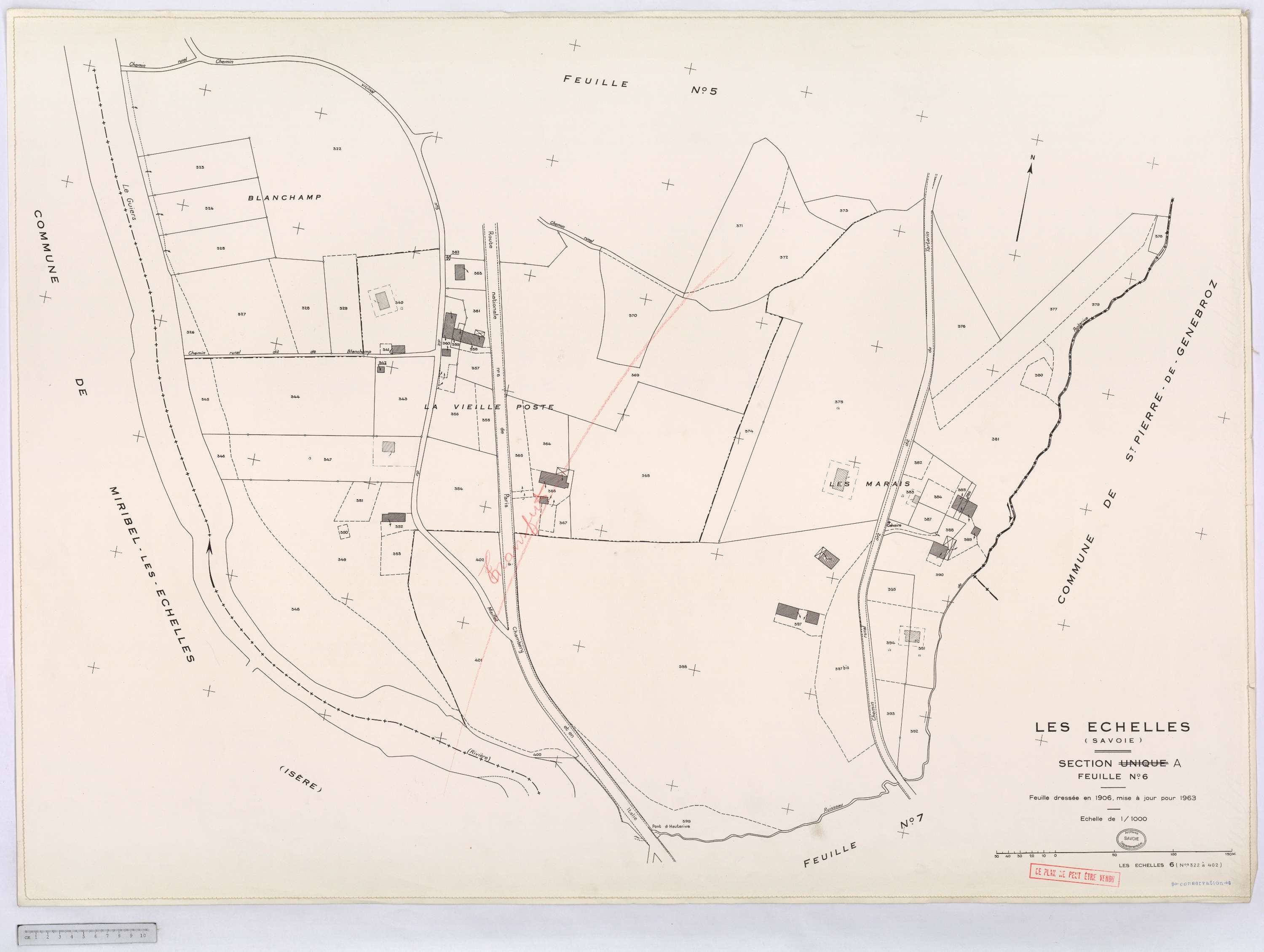 Échelles - Cadastre rénové, version définitive (1963).