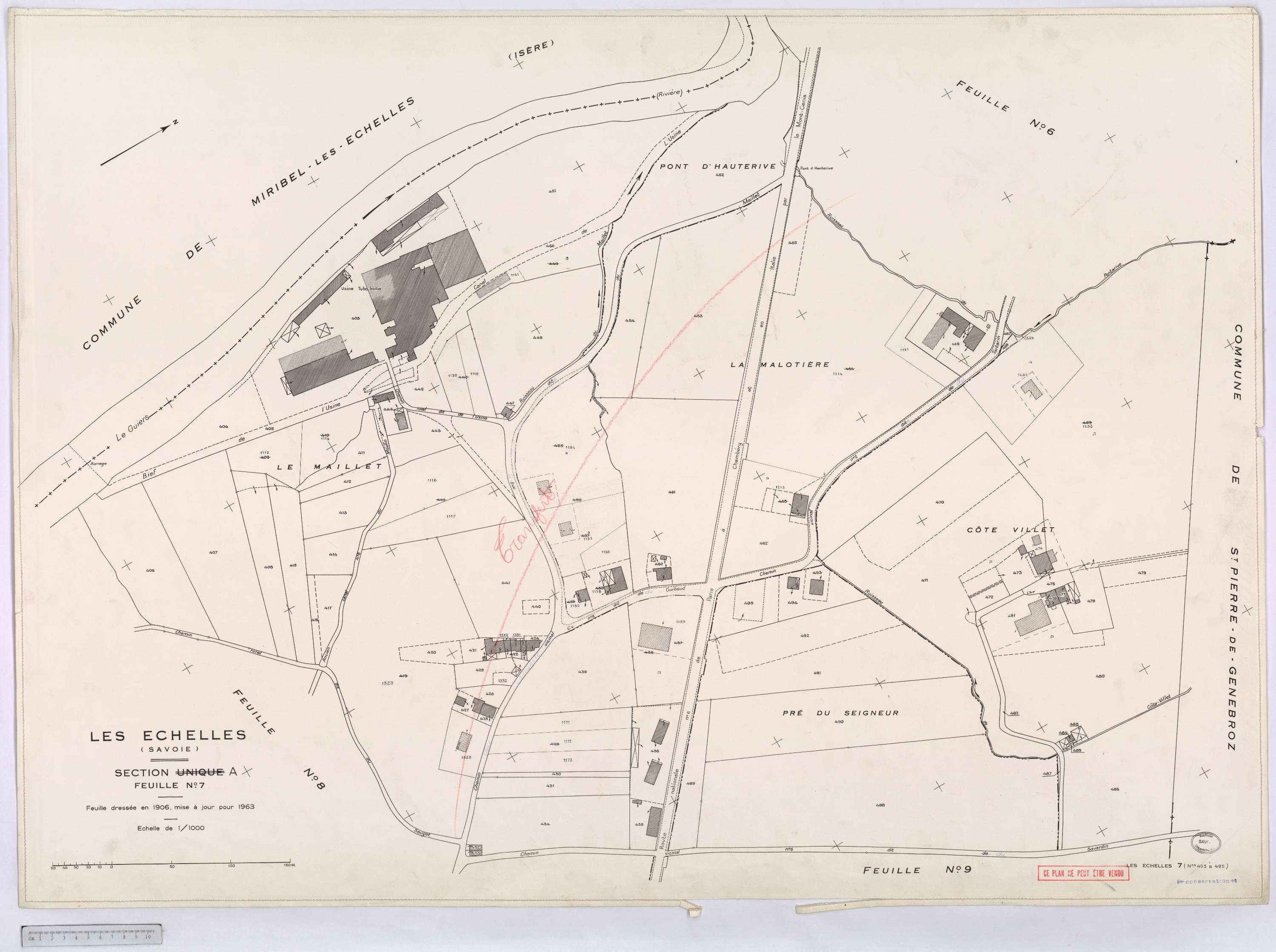 Échelles - Cadastre rénové, version définitive (1963).