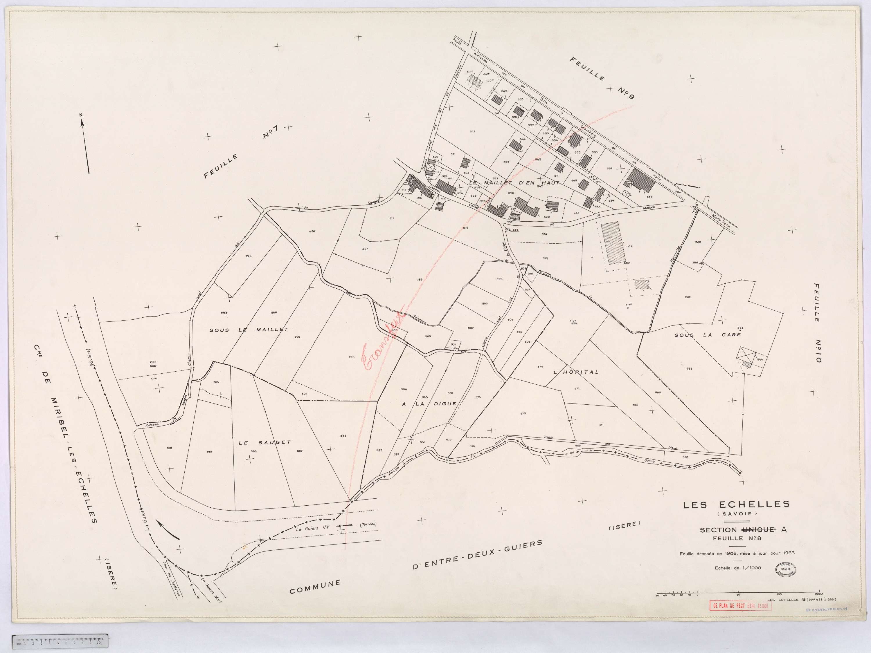 Échelles - Cadastre rénové, version définitive (1963).