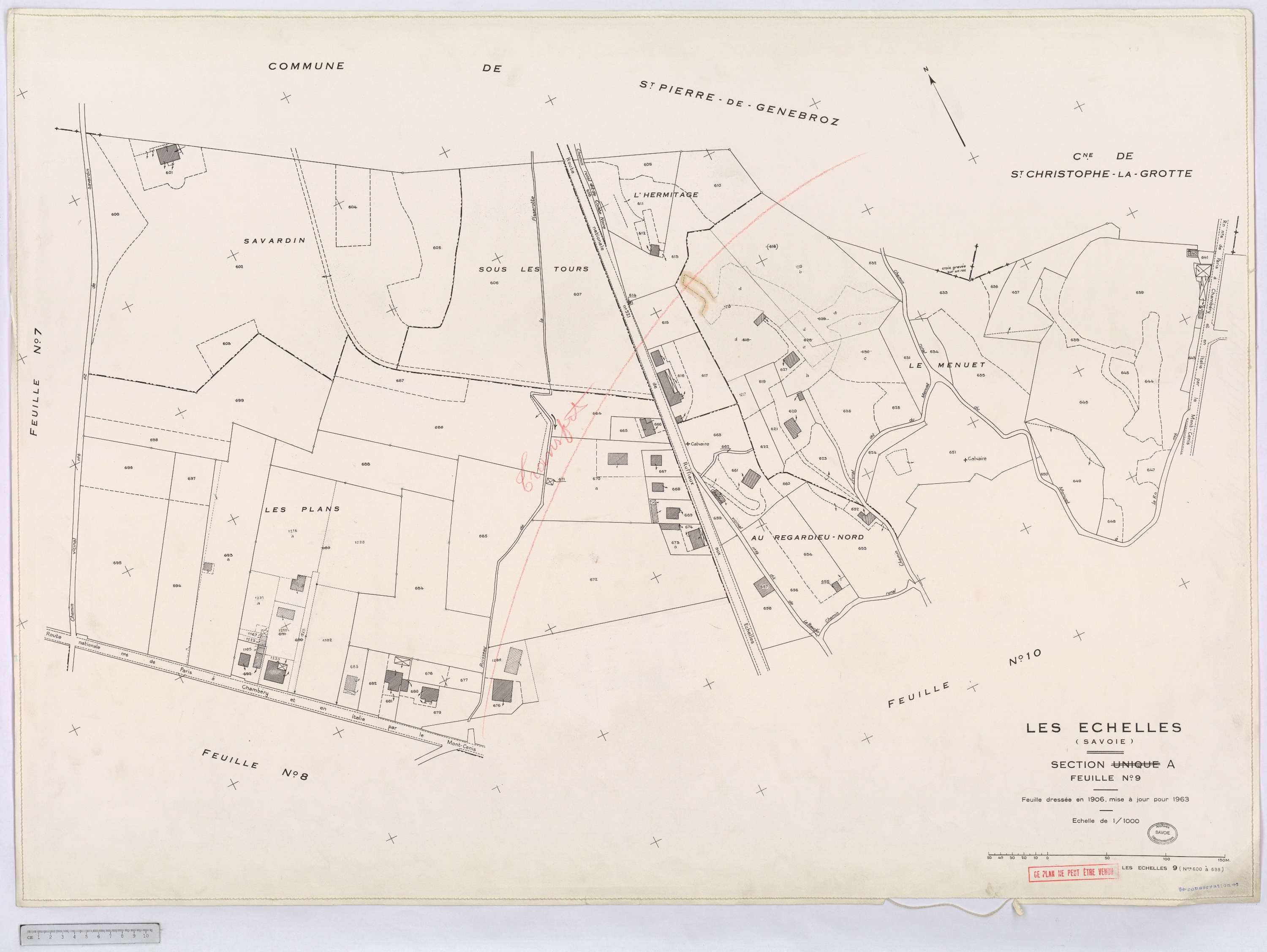 Échelles - Cadastre rénové, version définitive (1963).