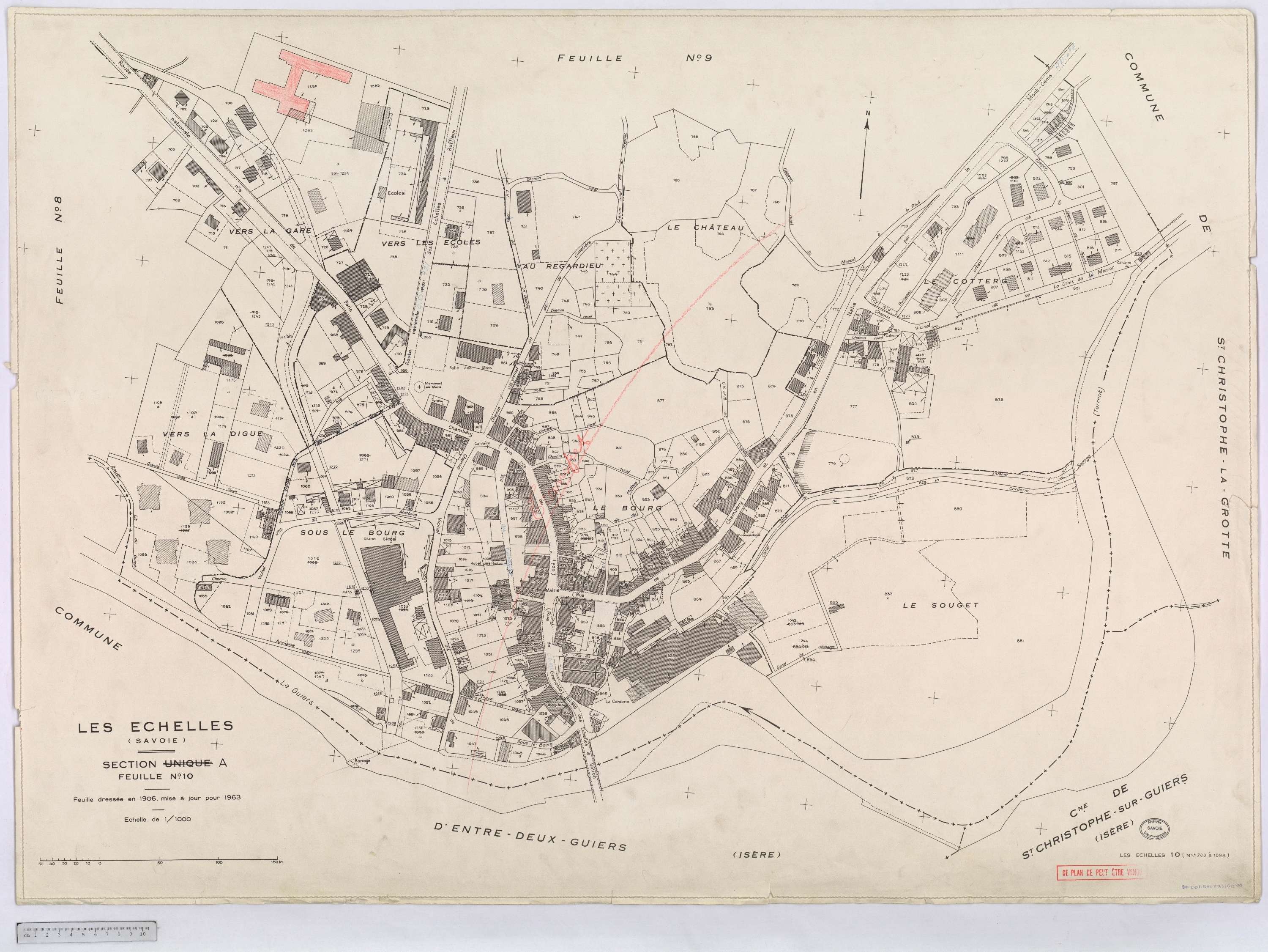 Échelles - Cadastre rénové, version définitive (1963).