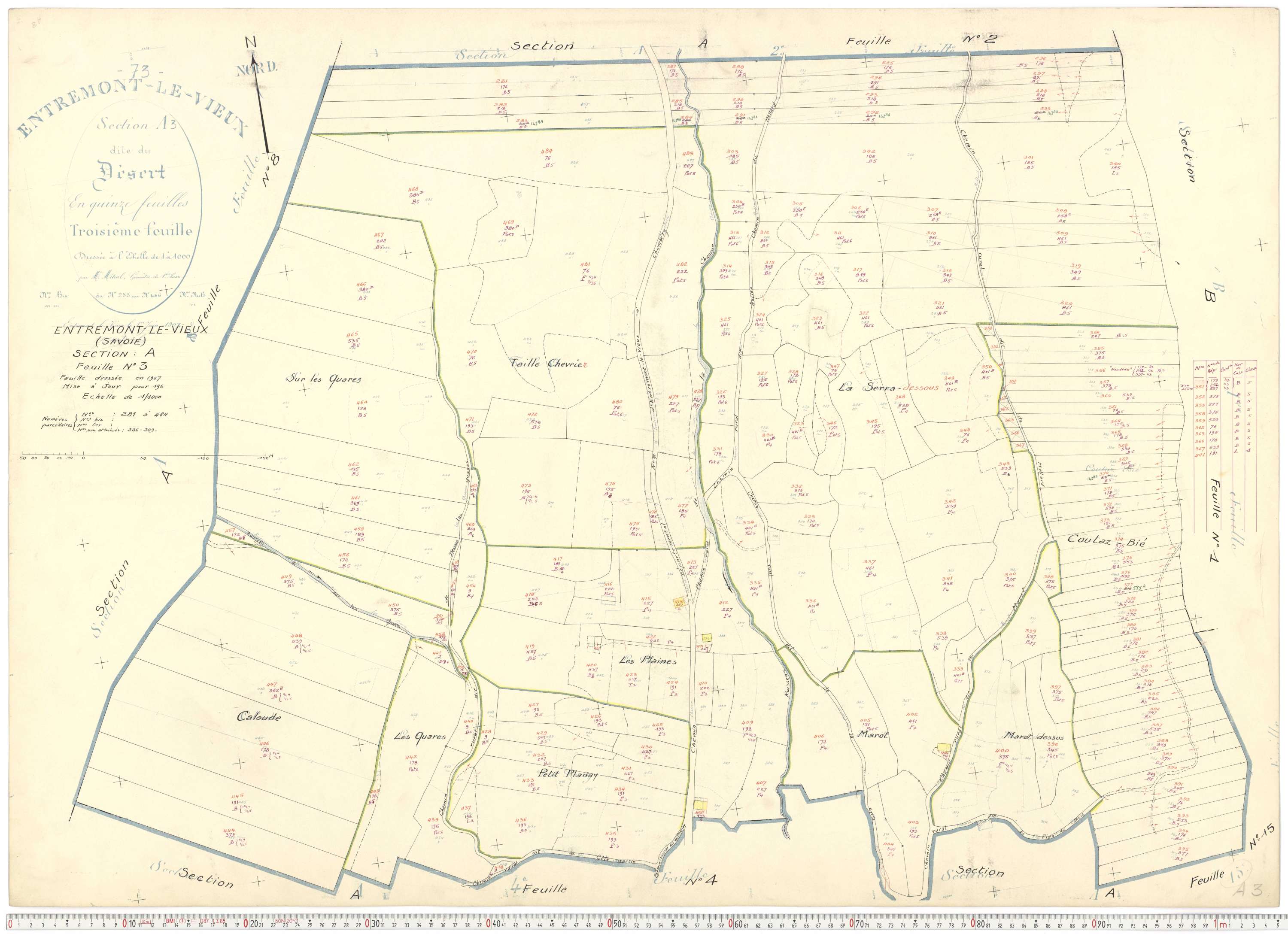 Entremont-le-Vieux - Cadastre rénové, version de travail (1964).