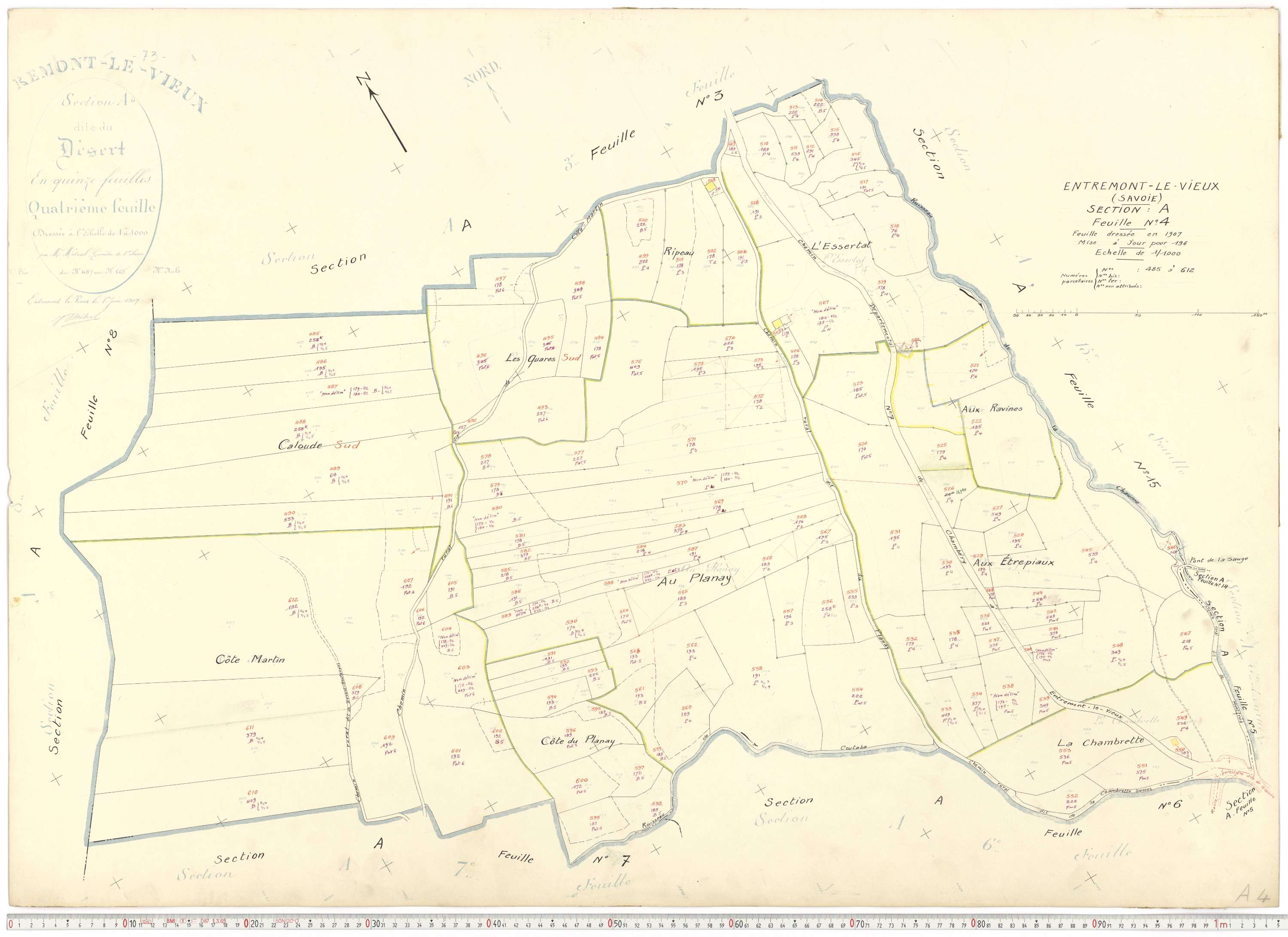 Entremont-le-Vieux - Cadastre rénové, version de travail (1964).