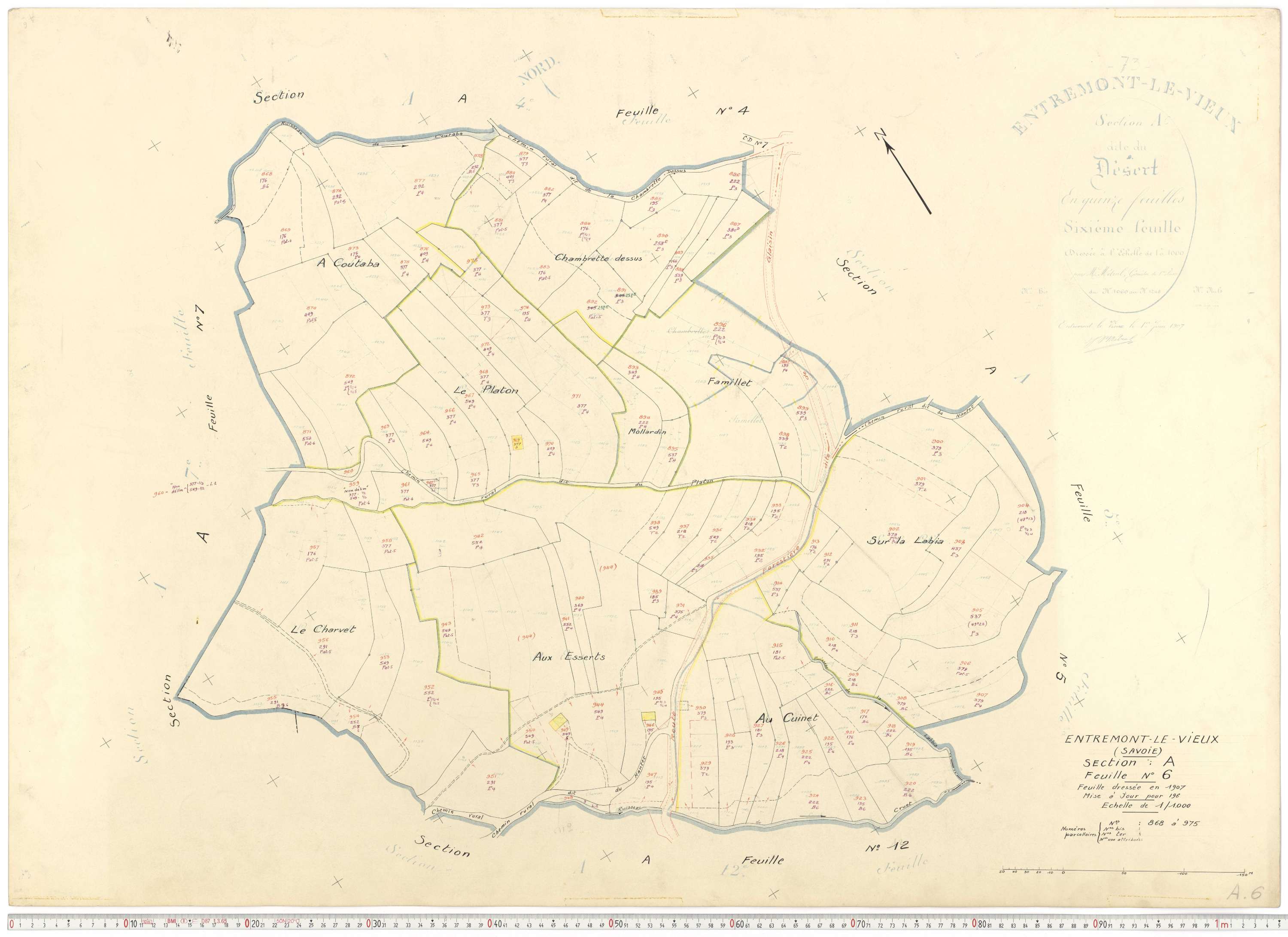 Entremont-le-Vieux - Cadastre rénové, version de travail (1964).