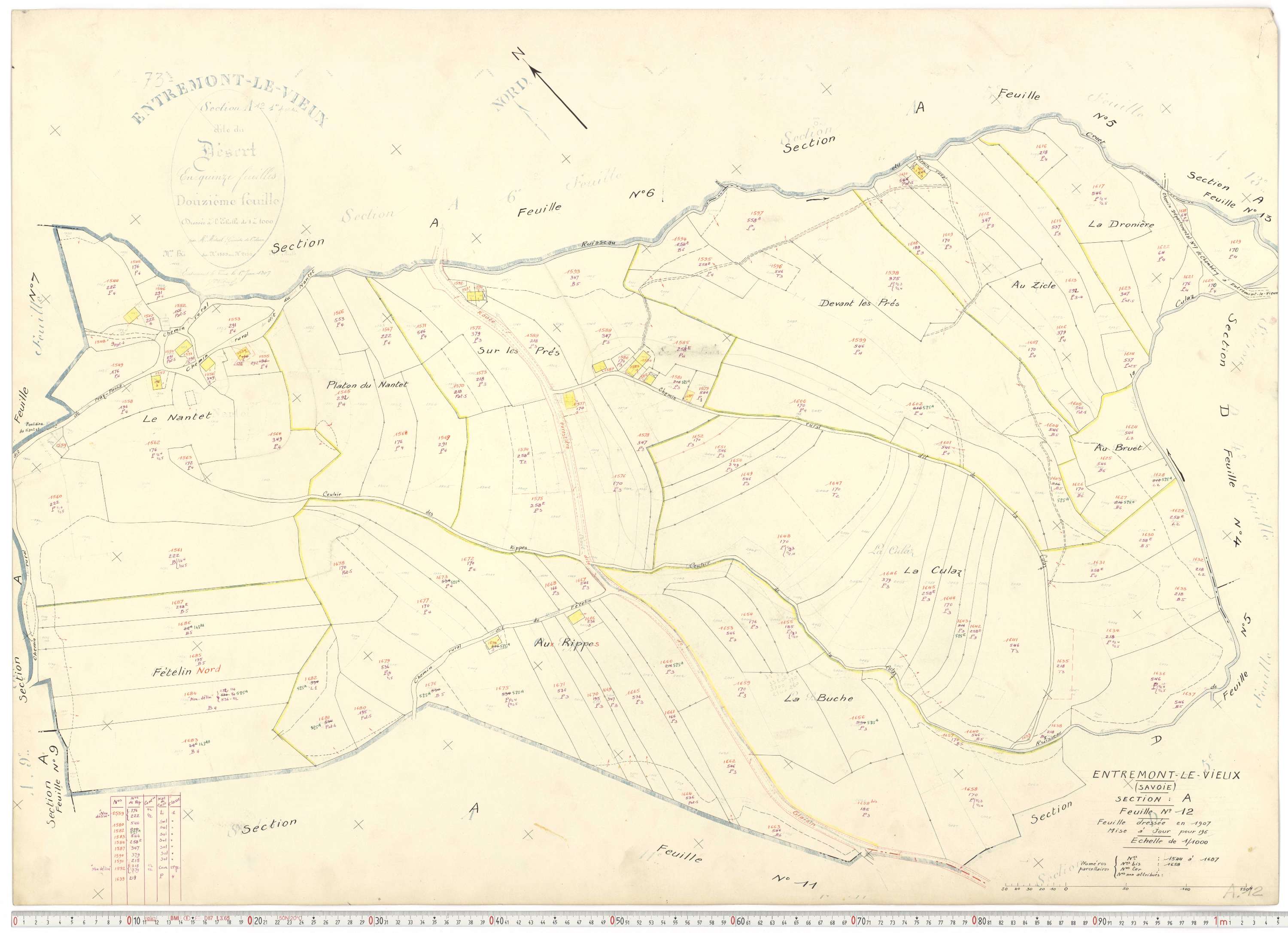 Entremont-le-Vieux - Cadastre rénové, version de travail (1964).