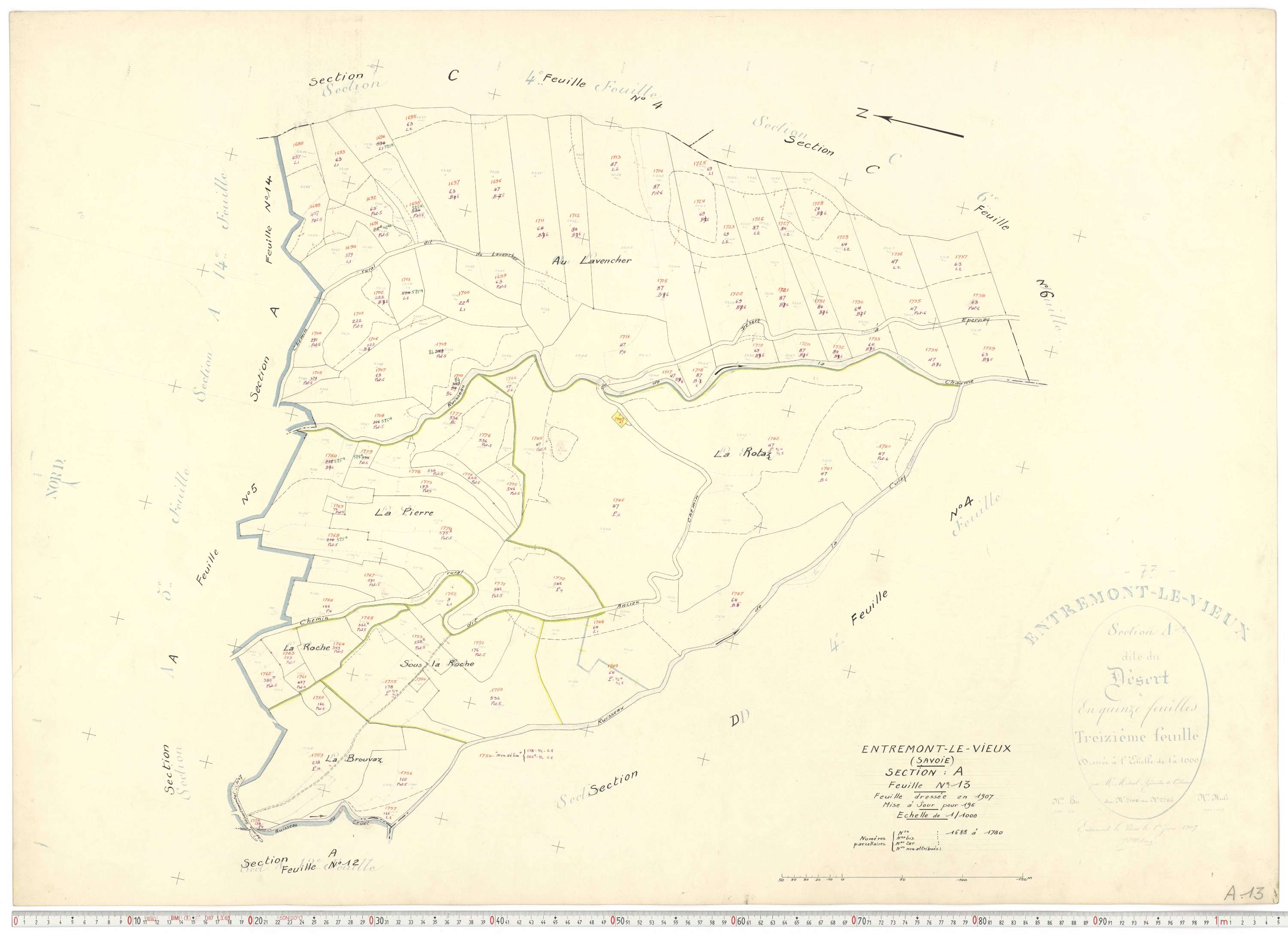 Entremont-le-Vieux - Cadastre rénové, version de travail (1964).