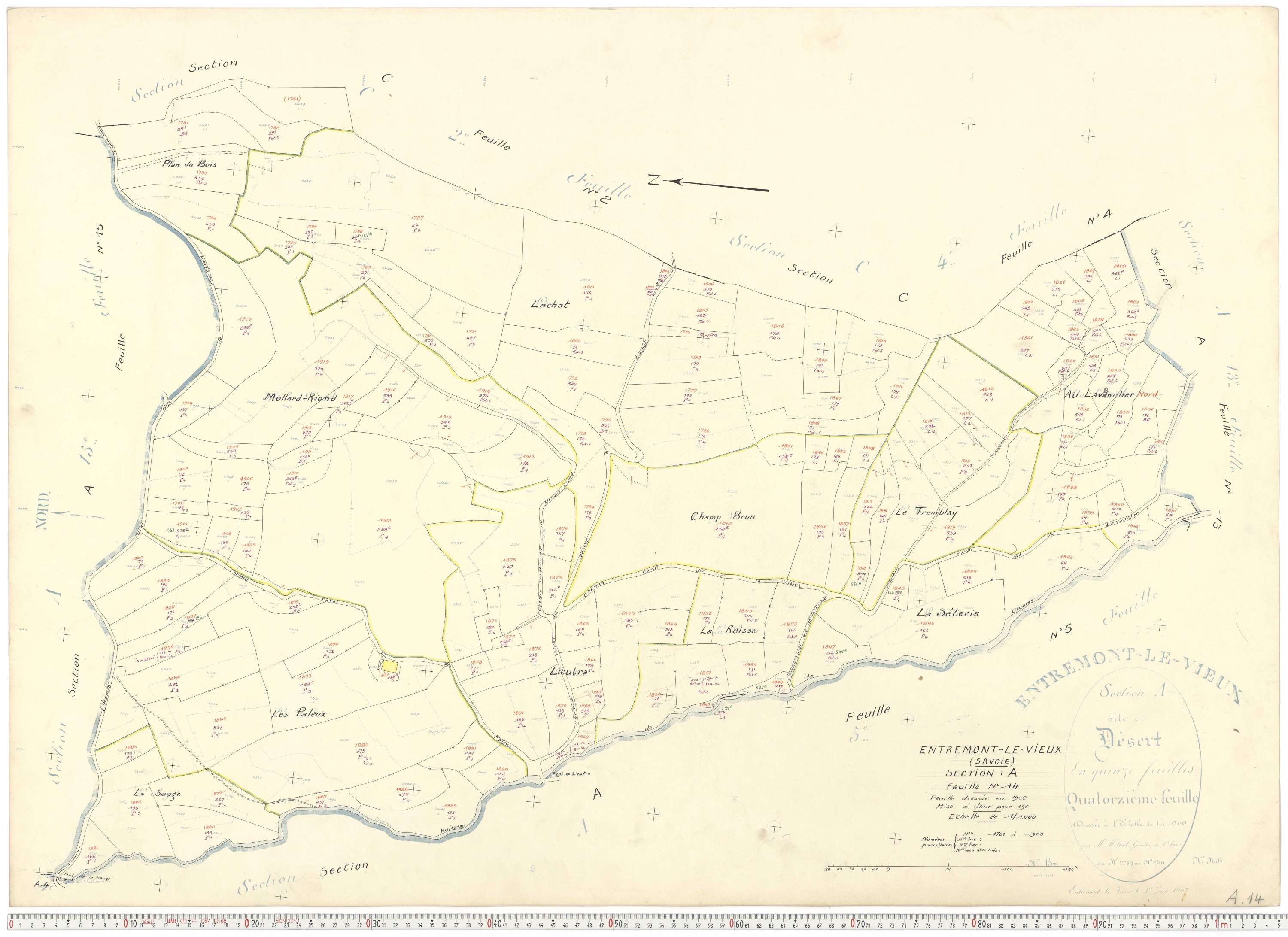Entremont-le-Vieux - Cadastre rénové, version de travail (1964).
