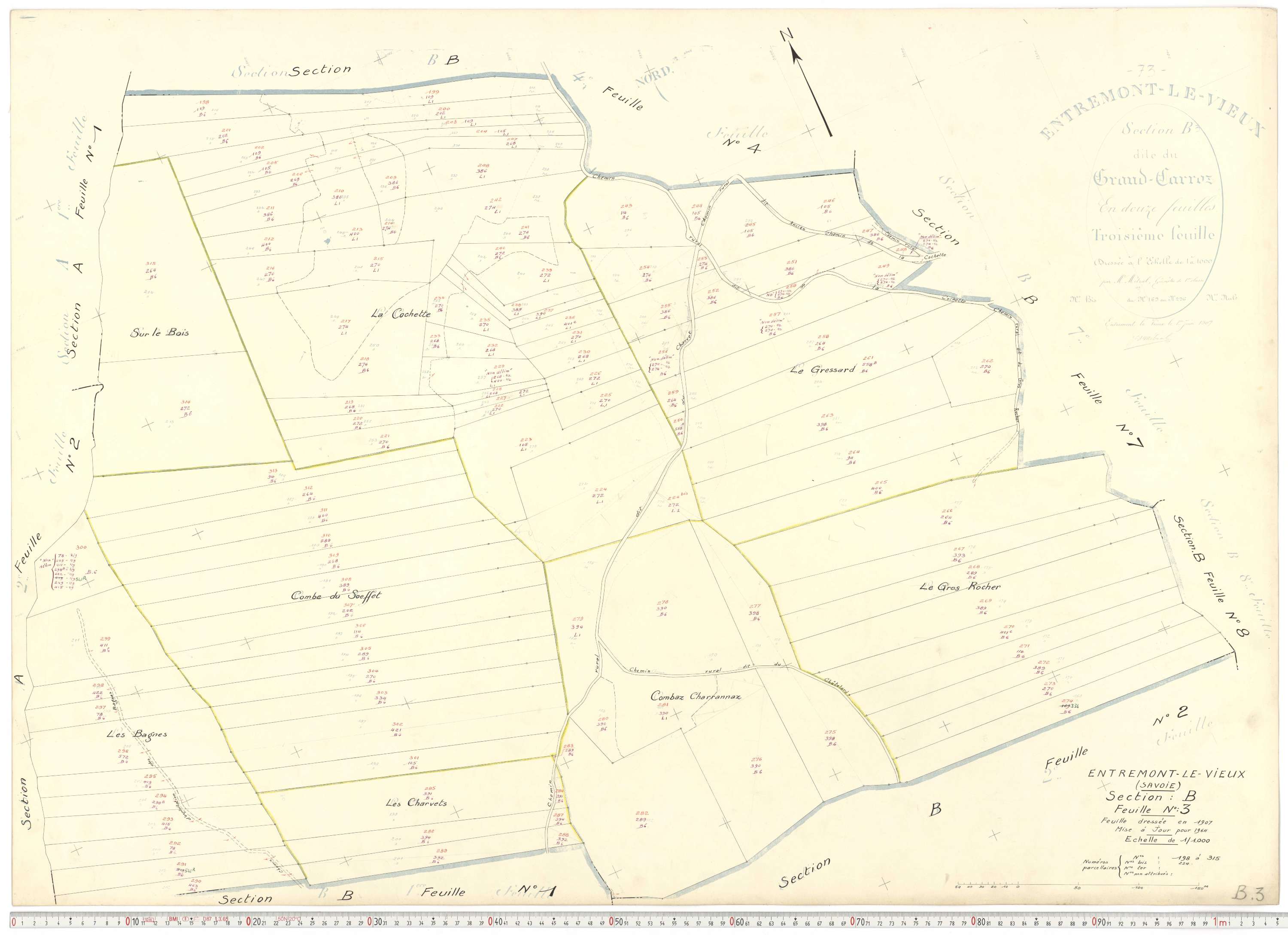 Entremont-le-Vieux - Cadastre rénové, version de travail (1964).