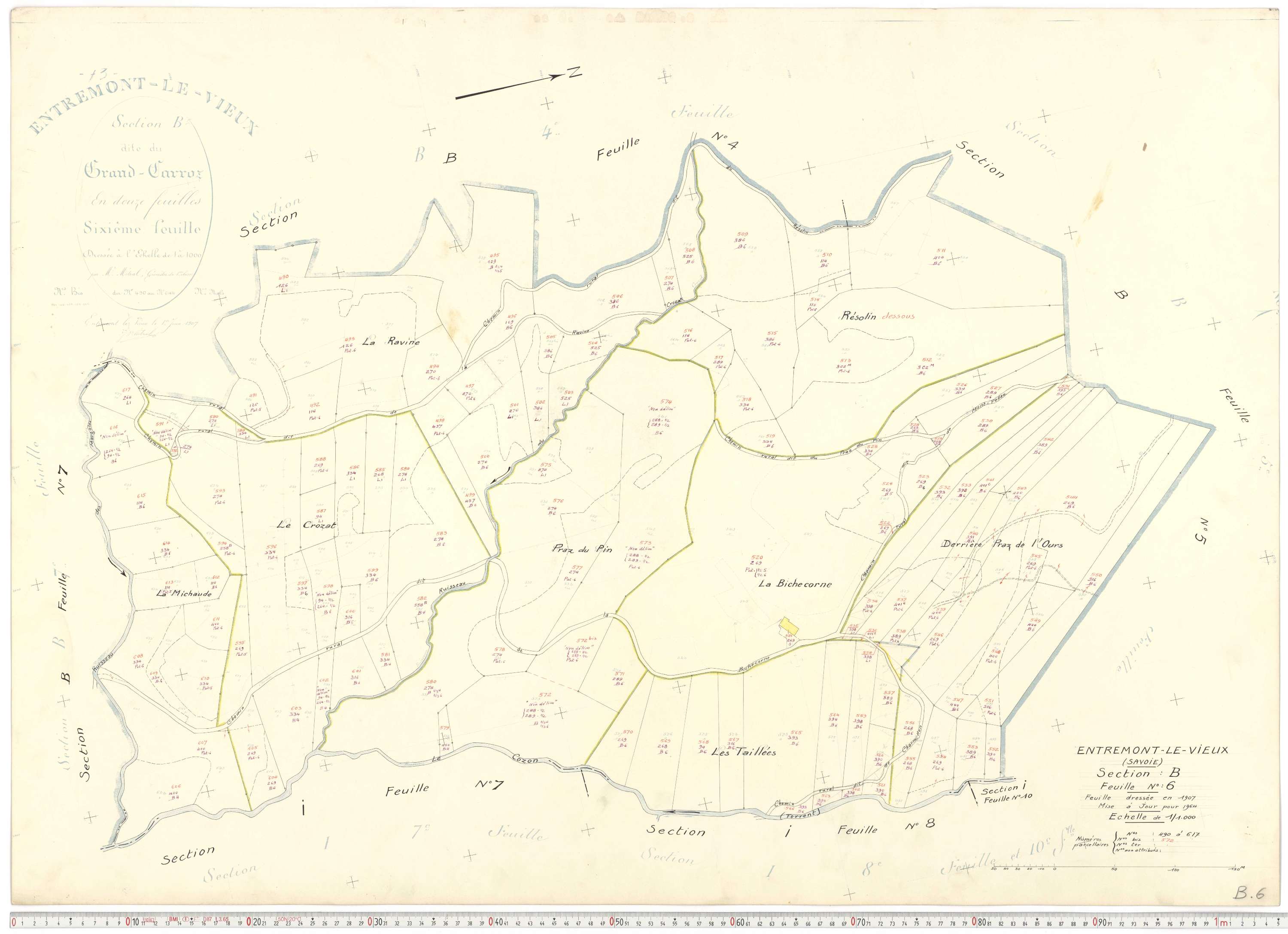 Entremont-le-Vieux - Cadastre rénové, version de travail (1964).