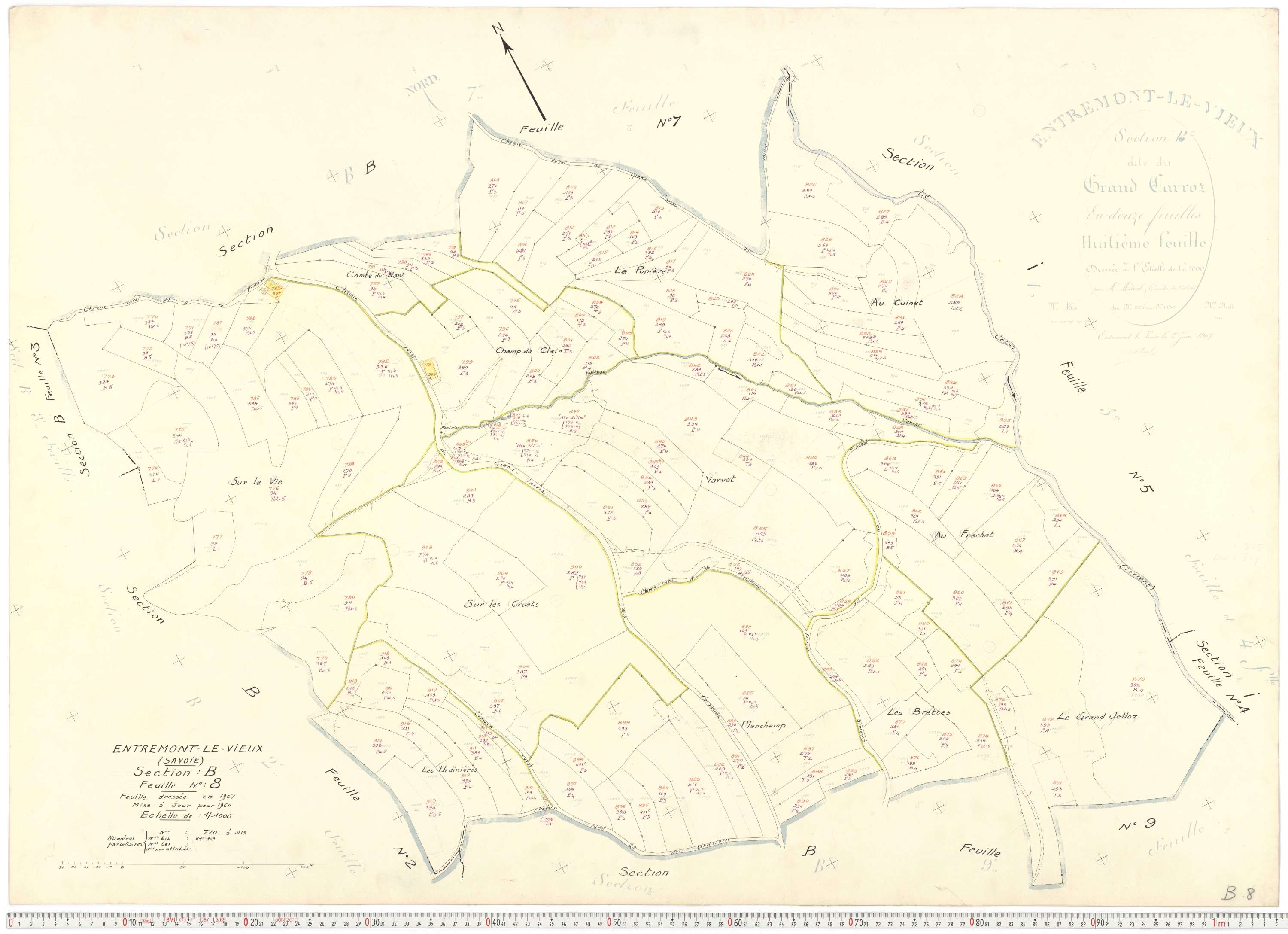 Entremont-le-Vieux - Cadastre rénové, version de travail (1964).