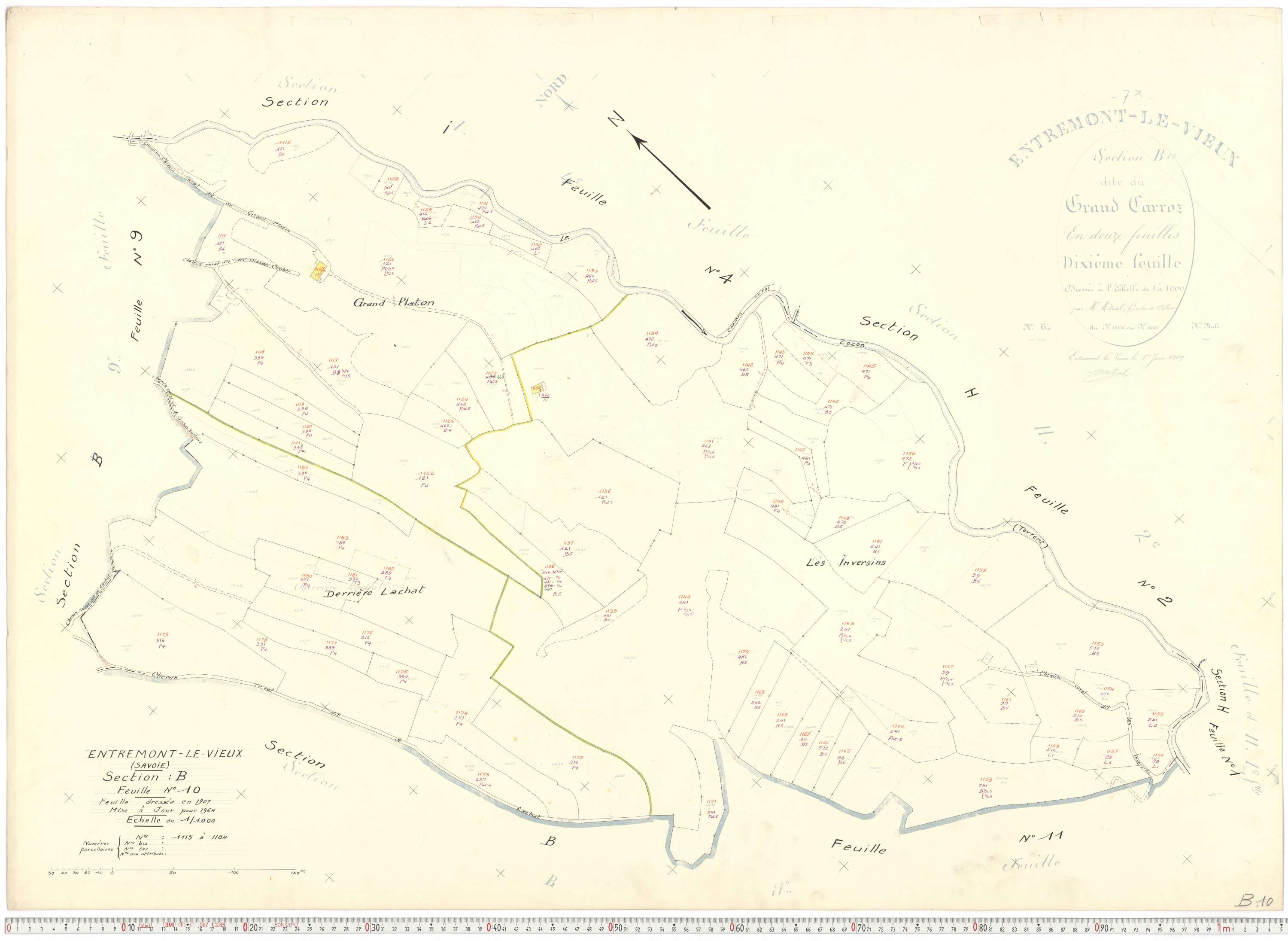 Entremont-le-Vieux - Cadastre rénové, version de travail (1964).