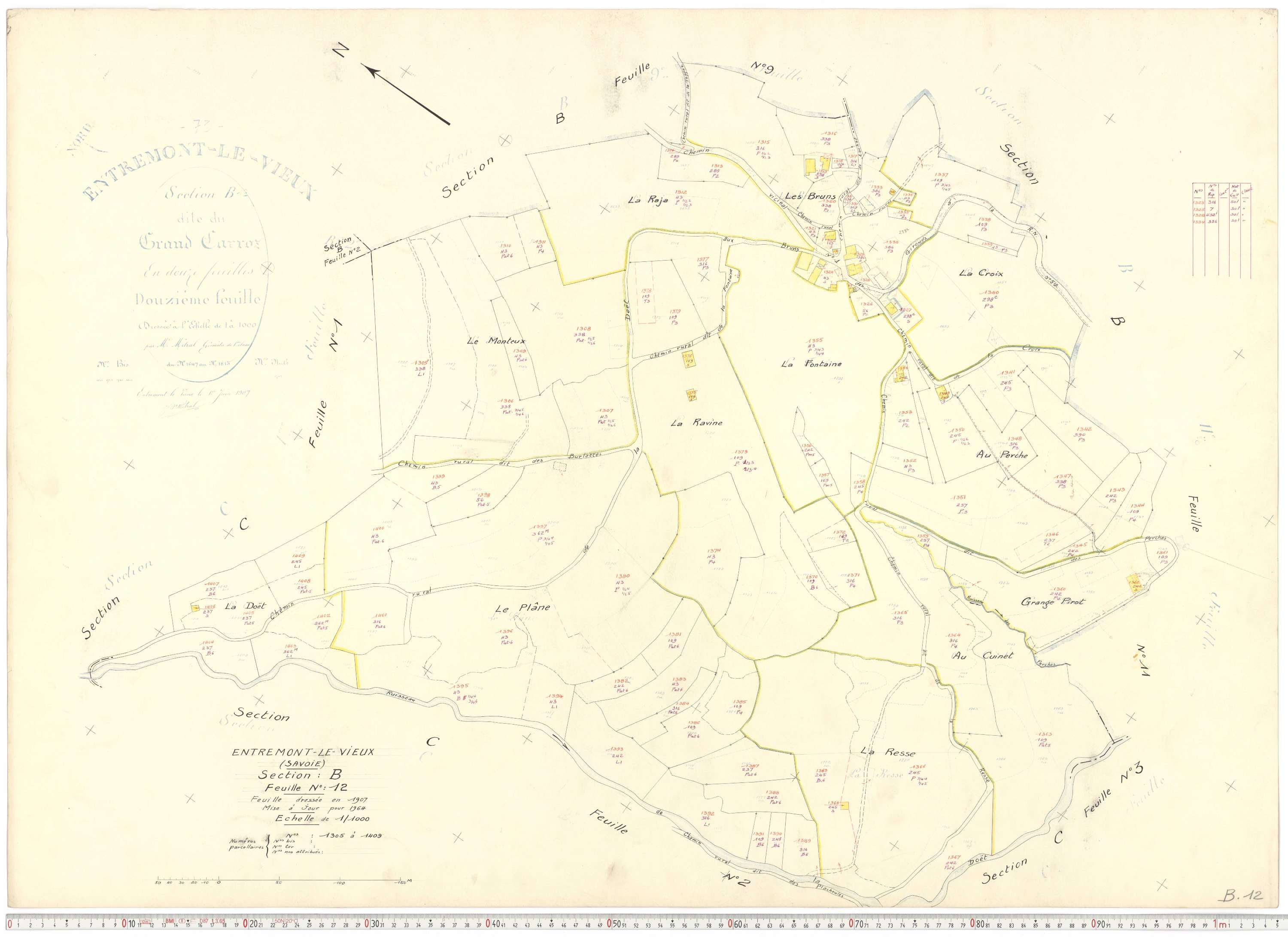 Entremont-le-Vieux - Cadastre rénové, version de travail (1964).