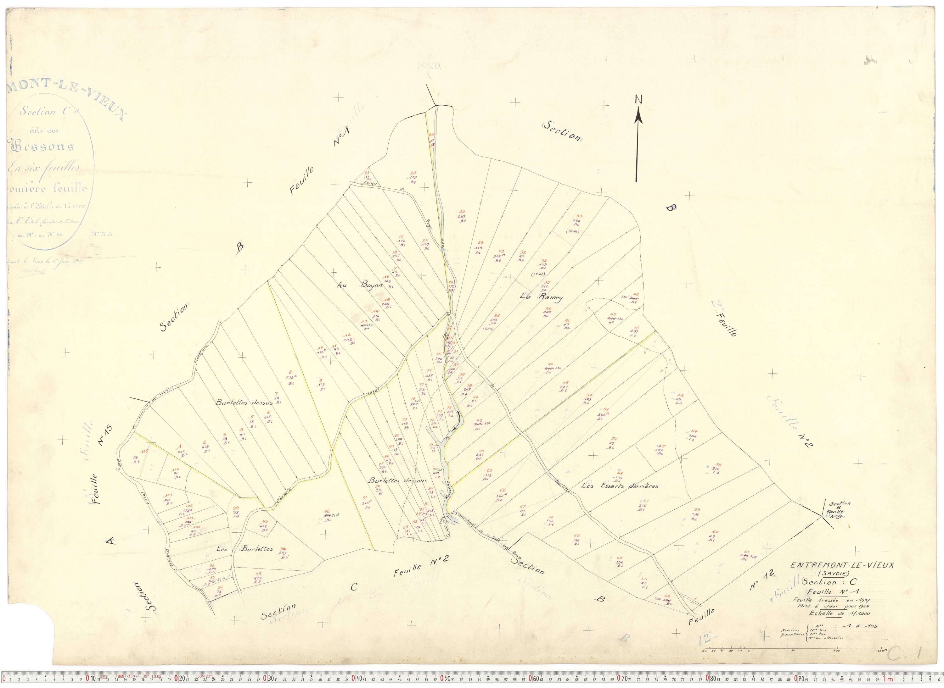 Entremont-le-Vieux - Cadastre rénové, version de travail (1964).