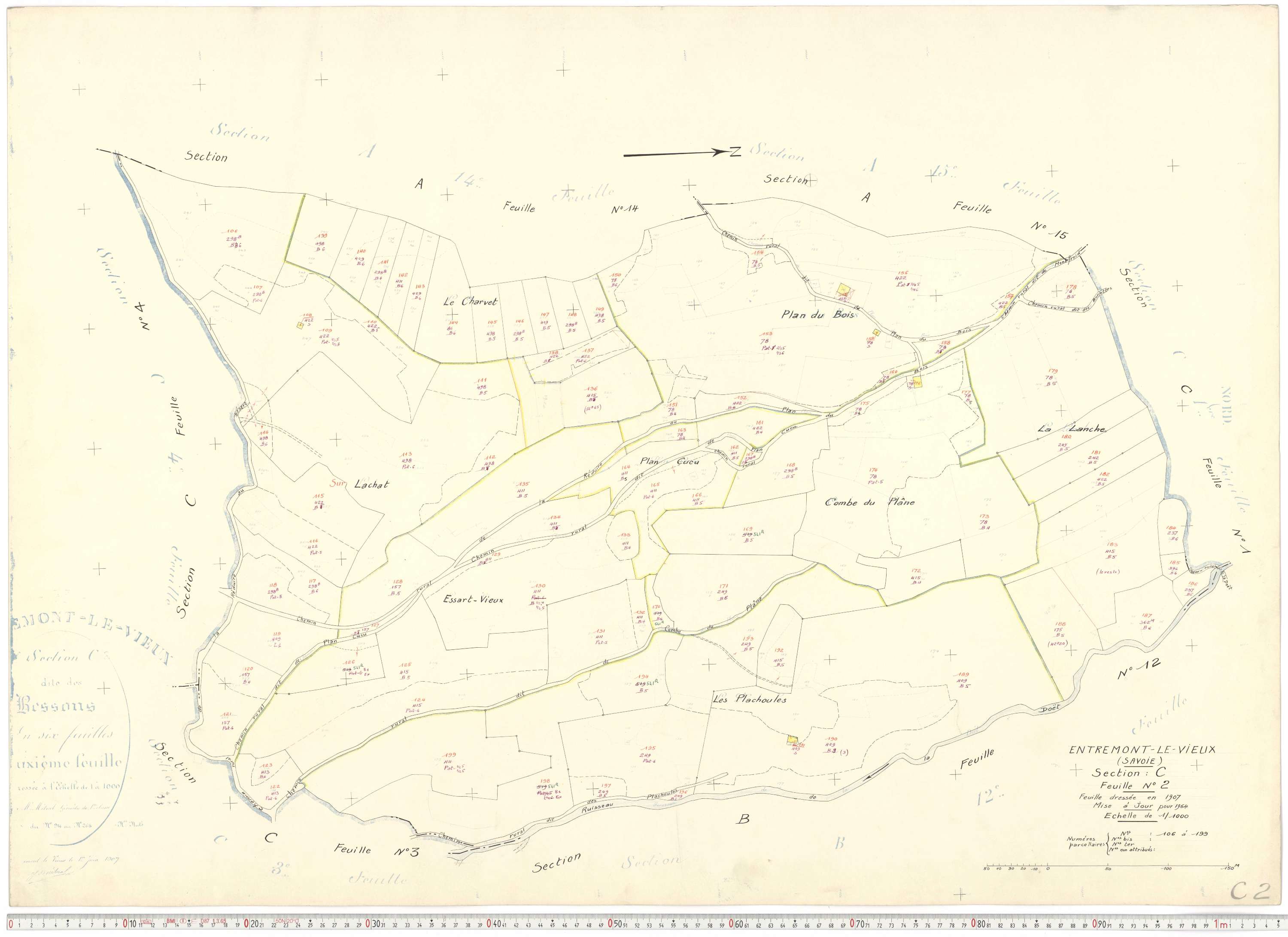 Entremont-le-Vieux - Cadastre rénové, version de travail (1964).