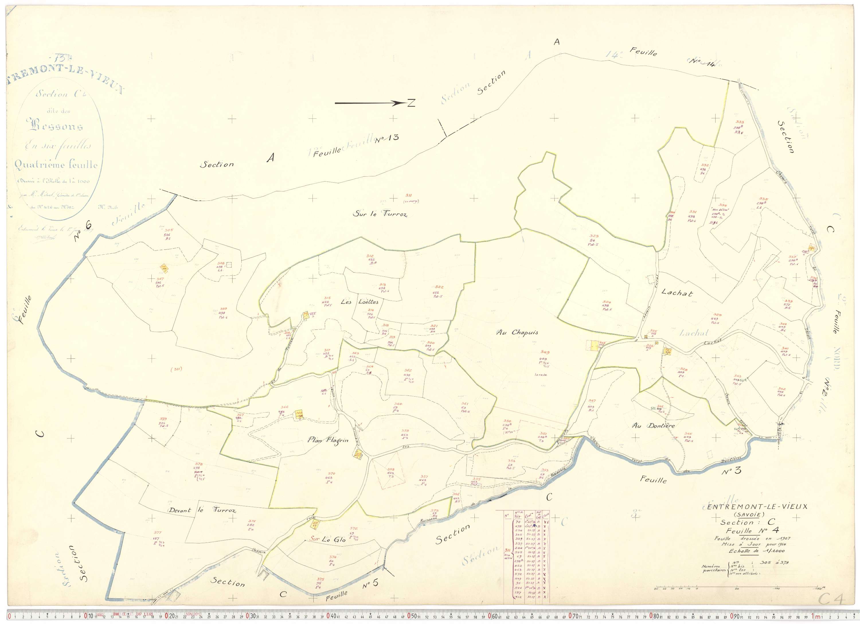 Entremont-le-Vieux - Cadastre rénové, version de travail (1964).