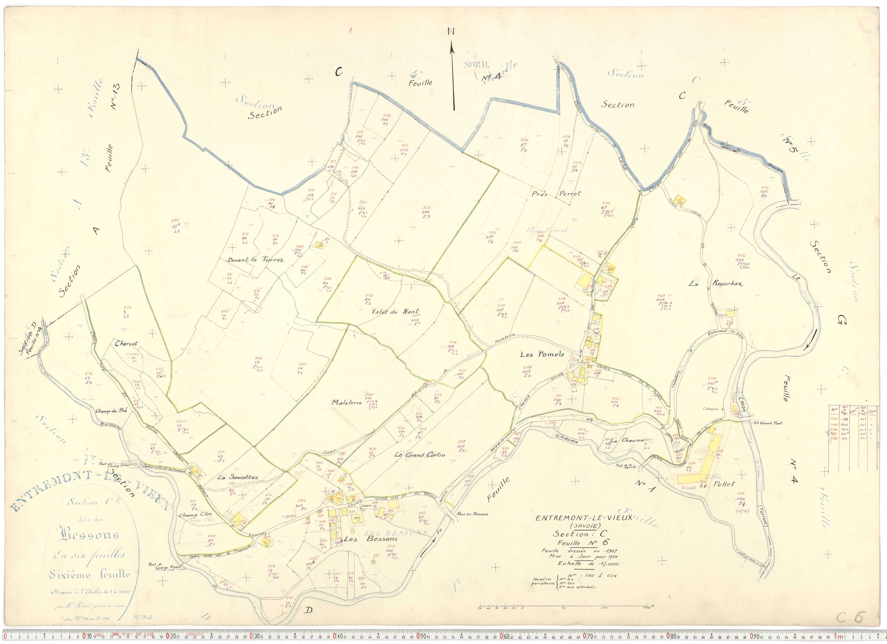 Entremont-le-Vieux - Cadastre rénové, version de travail (1964).