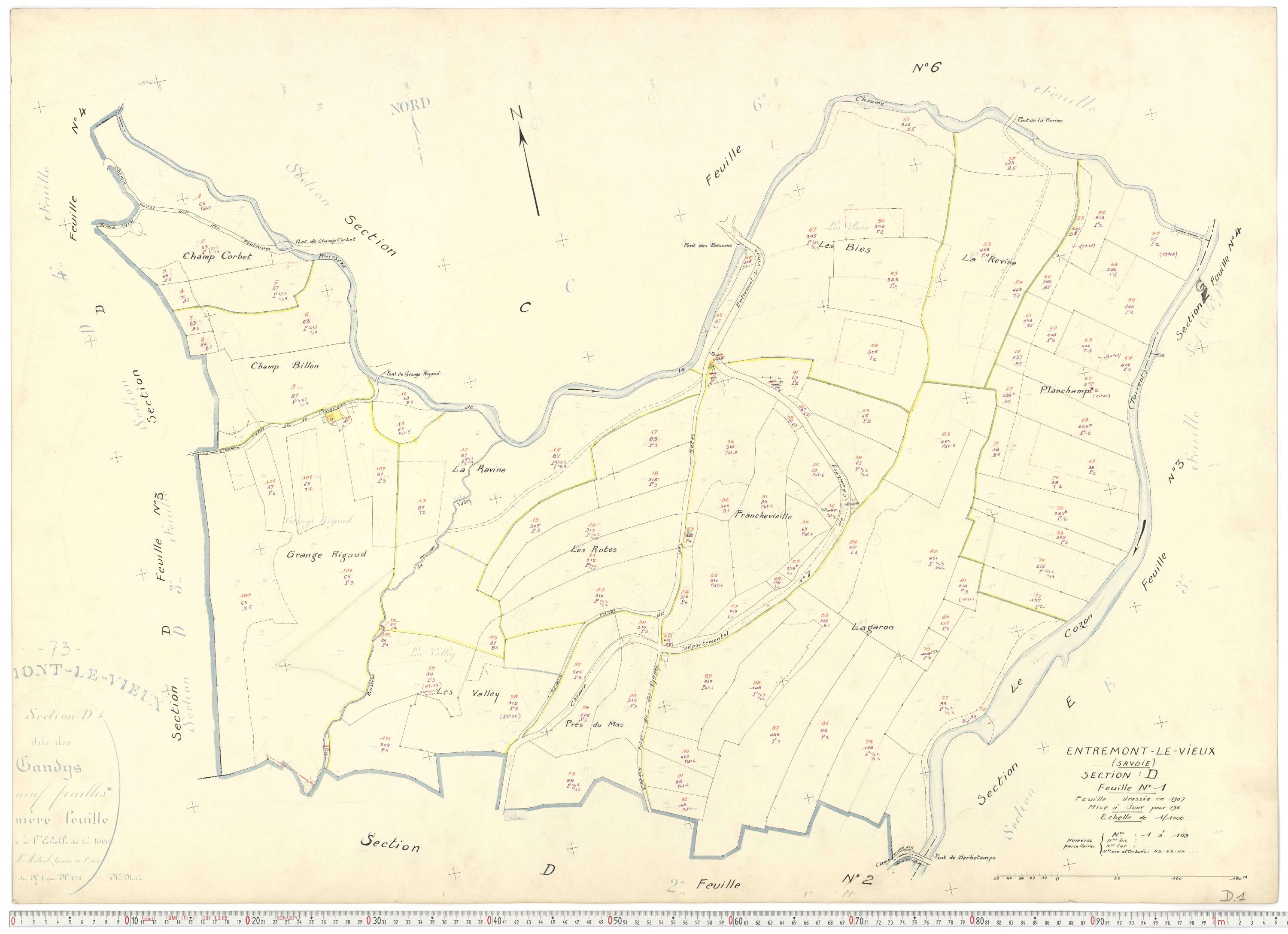 Entremont-le-Vieux - Cadastre rénové, version de travail (1964).