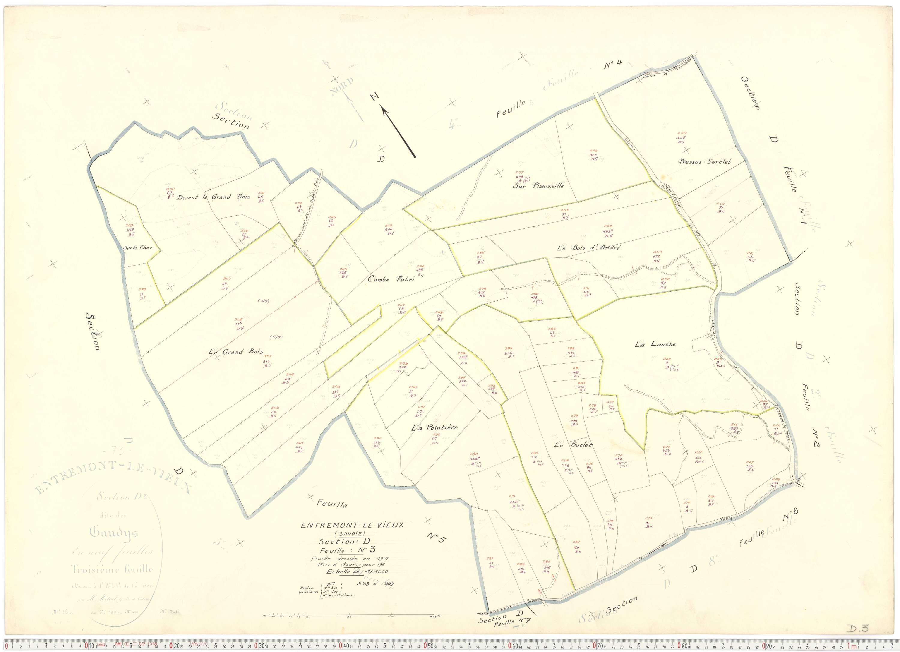 Entremont-le-Vieux - Cadastre rénové, version de travail (1964).