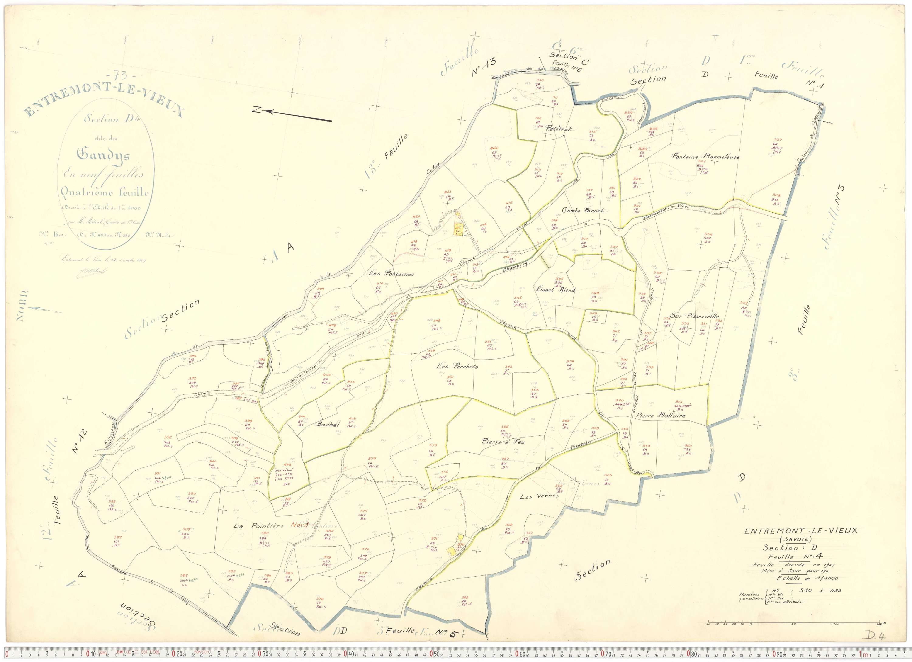Entremont-le-Vieux - Cadastre rénové, version de travail (1964).