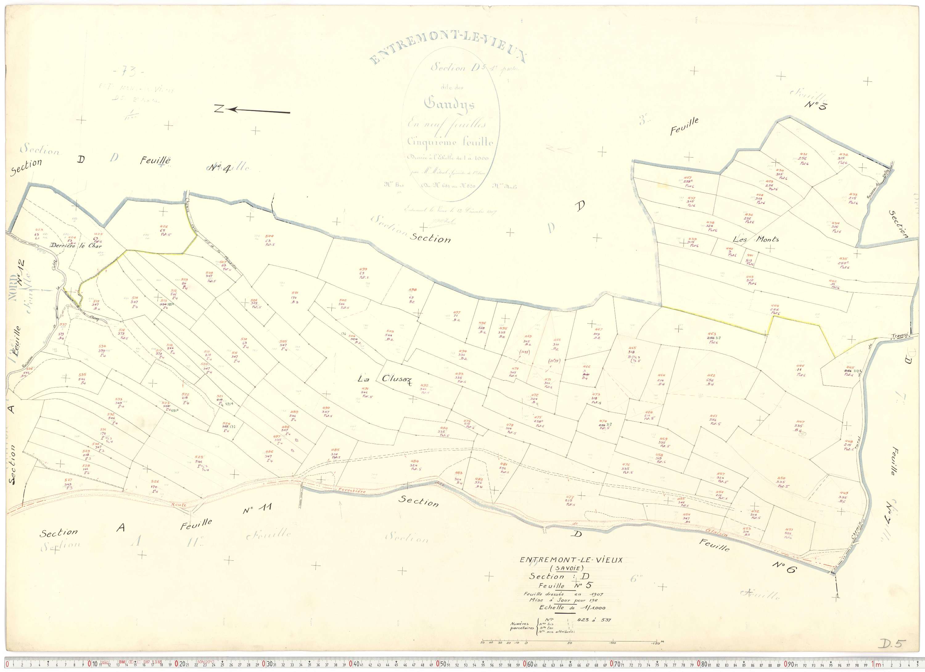 Entremont-le-Vieux - Cadastre rénové, version de travail (1964).