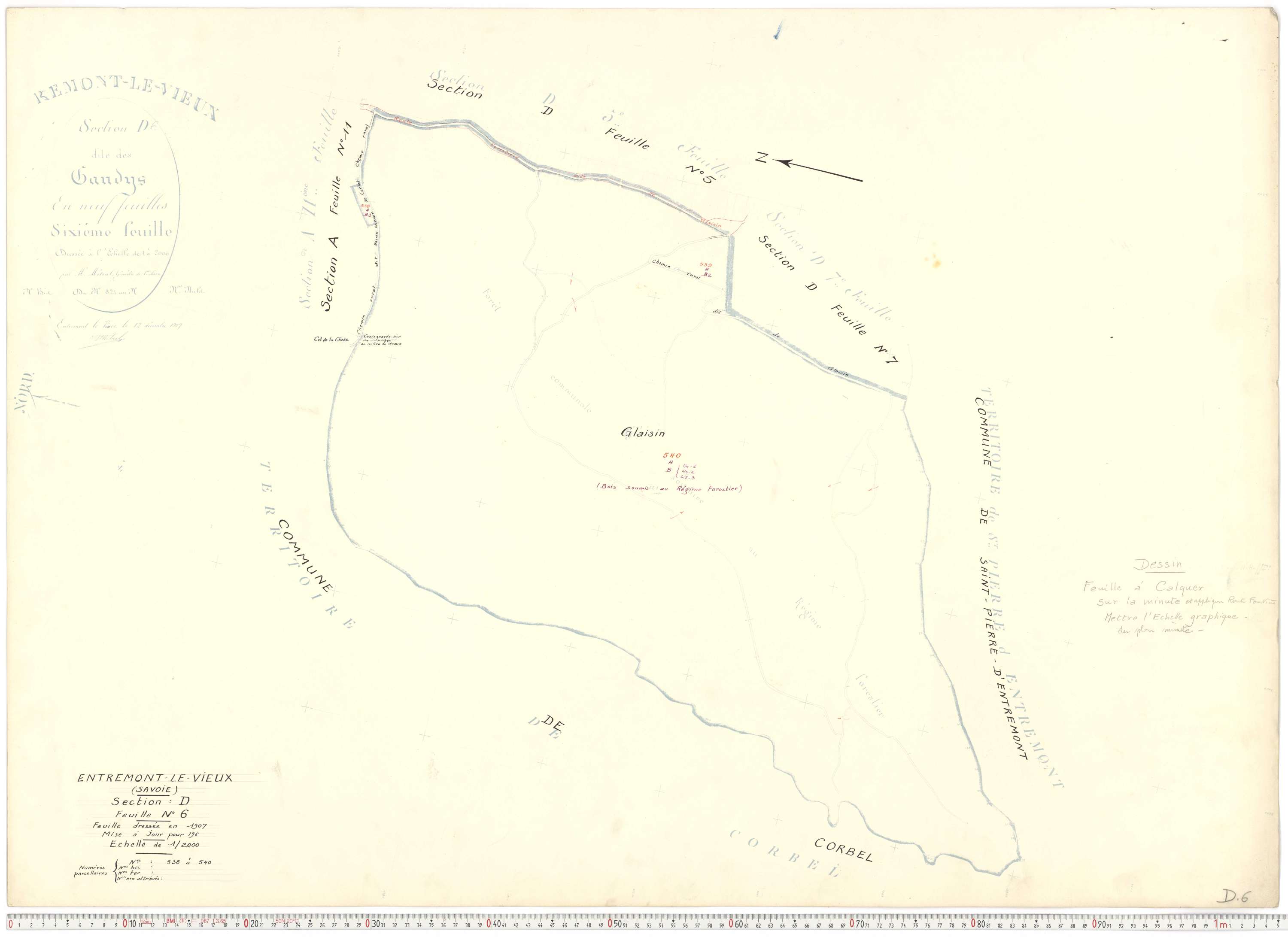 Entremont-le-Vieux - Cadastre rénové, version de travail (1964).