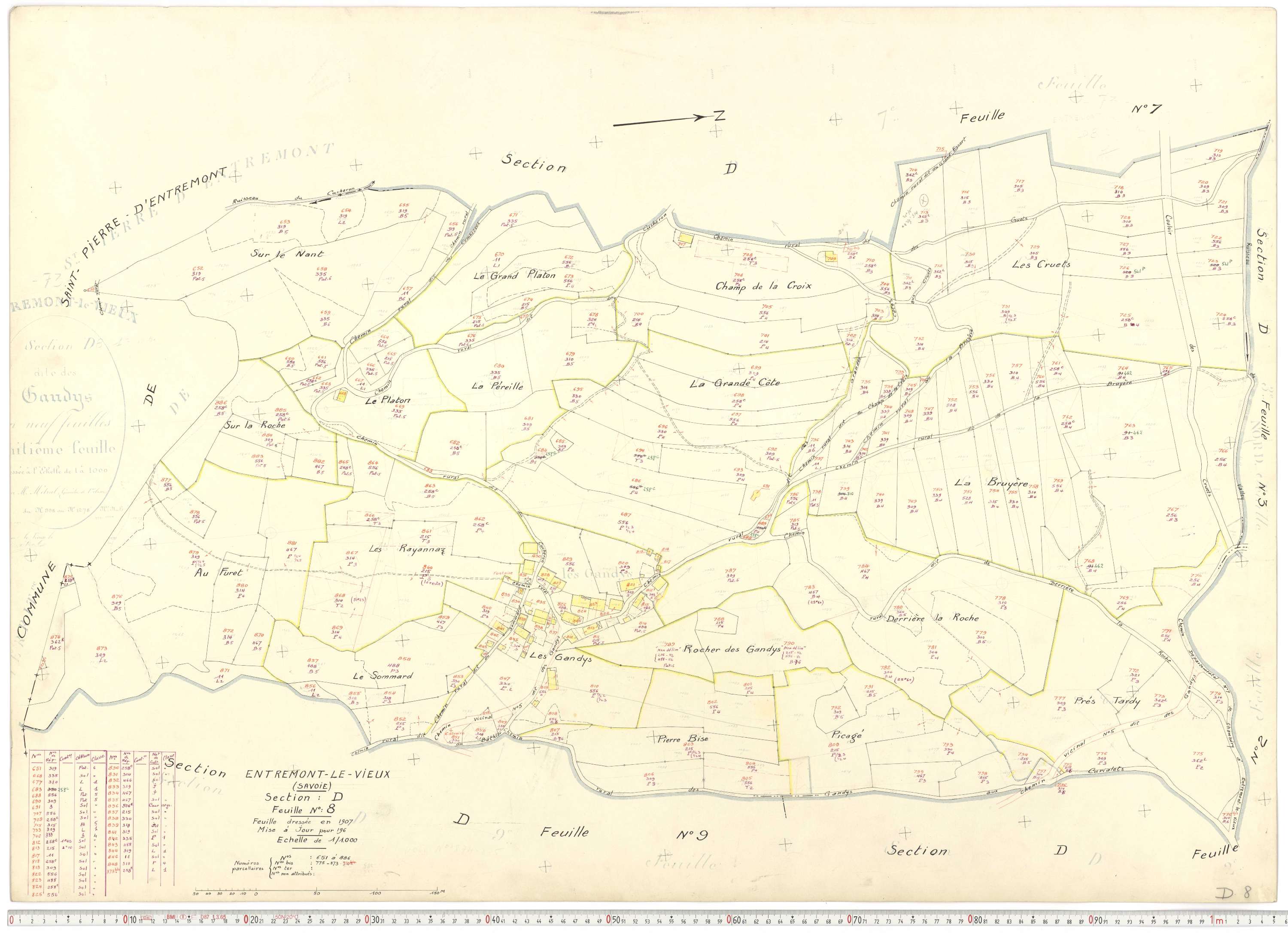 Entremont-le-Vieux - Cadastre rénové, version de travail (1964).