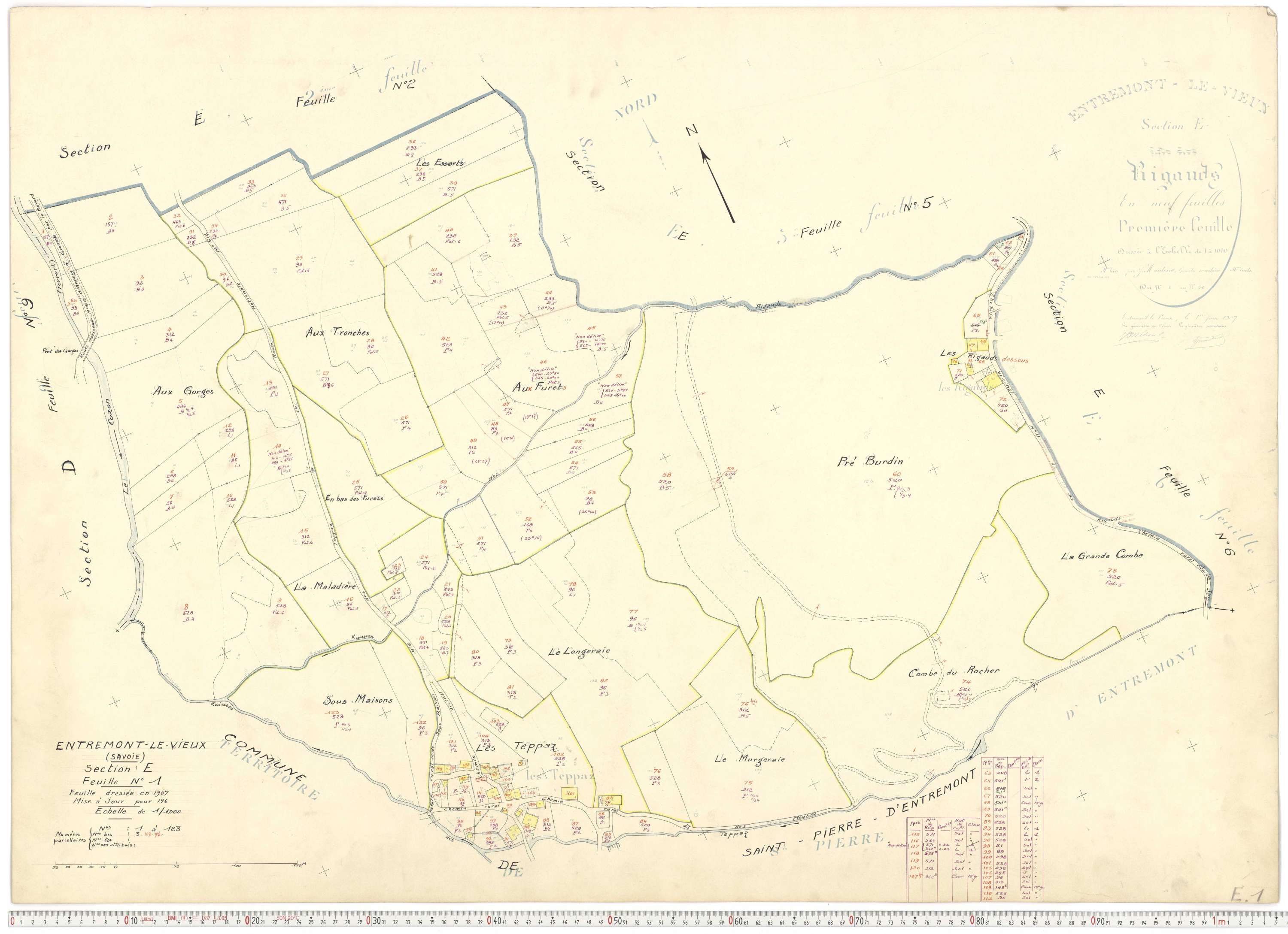Entremont-le-Vieux - Cadastre rénové, version de travail (1964).