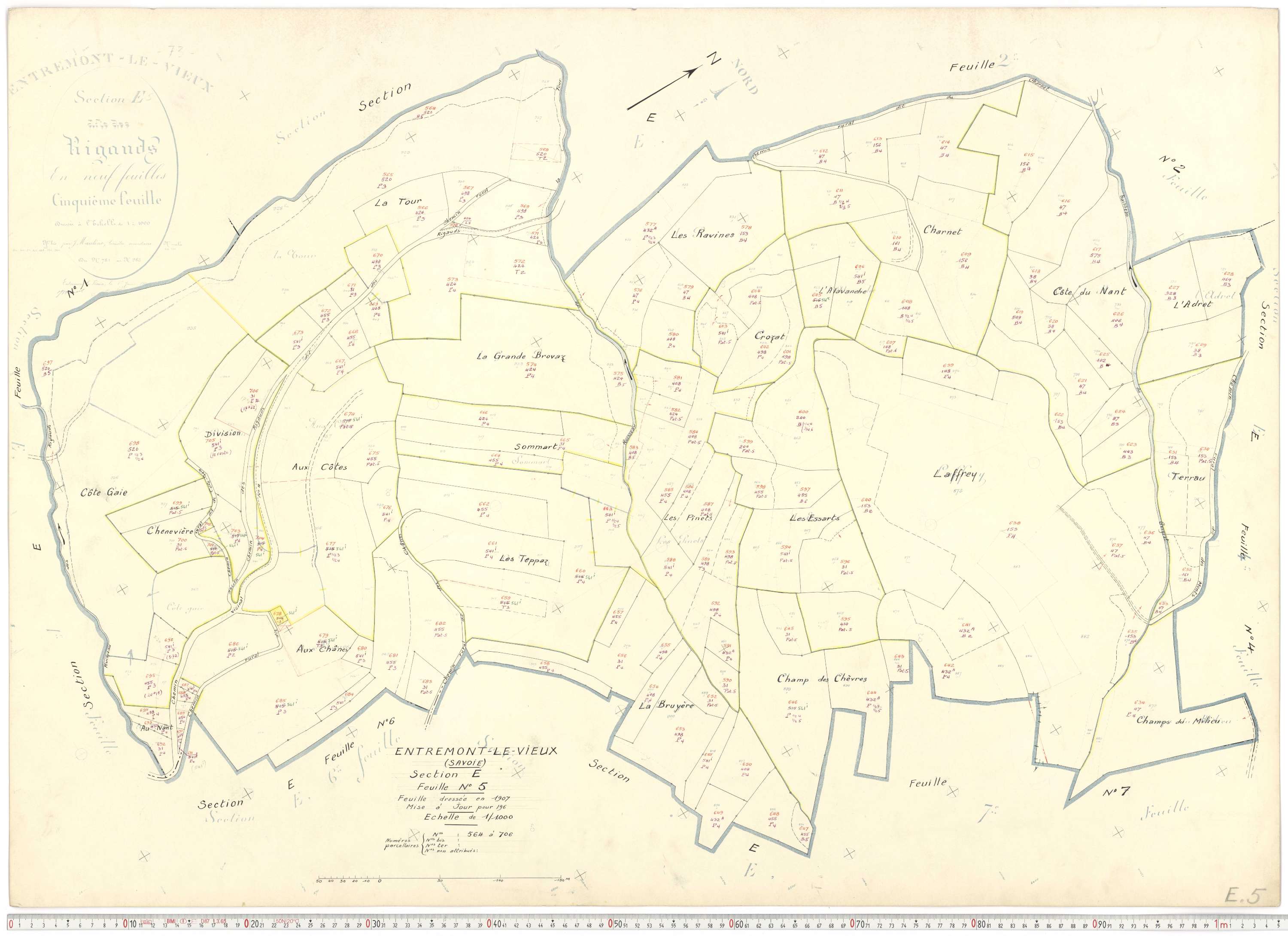 Entremont-le-Vieux - Cadastre rénové, version de travail (1964).