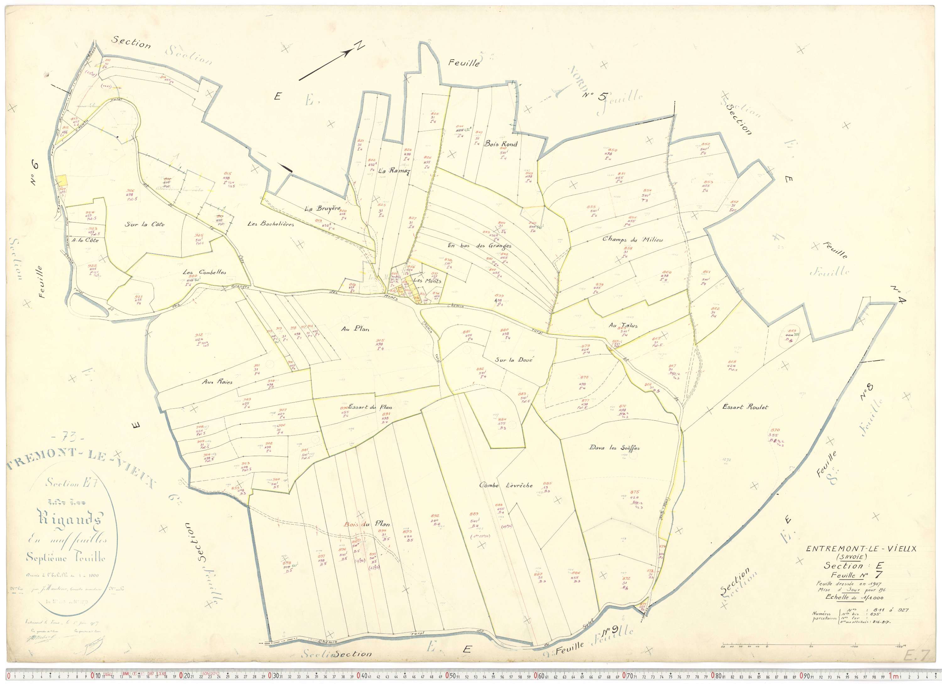 Entremont-le-Vieux - Cadastre rénové, version de travail (1964).