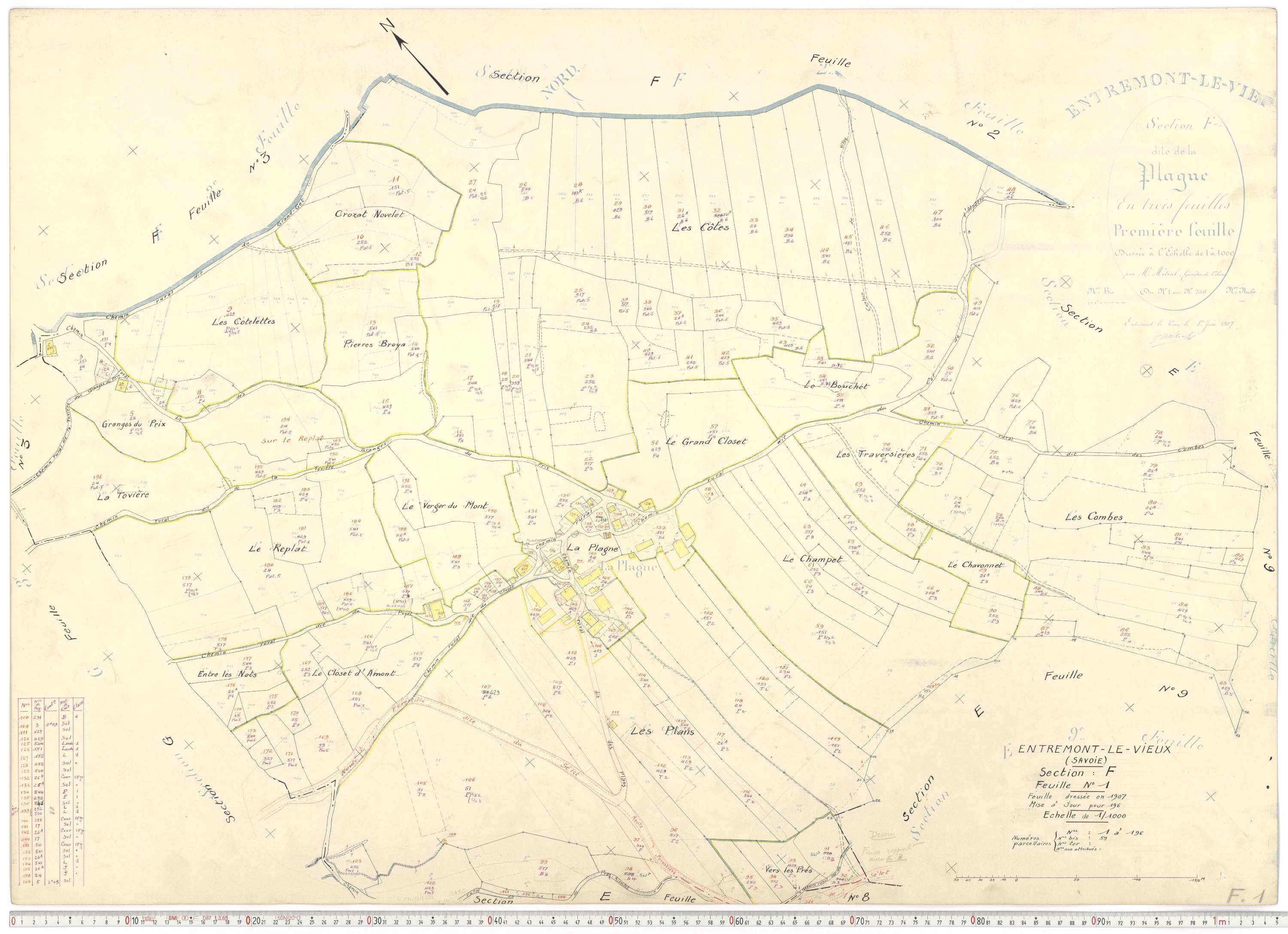 Entremont-le-Vieux - Cadastre rénové, version de travail (1964).