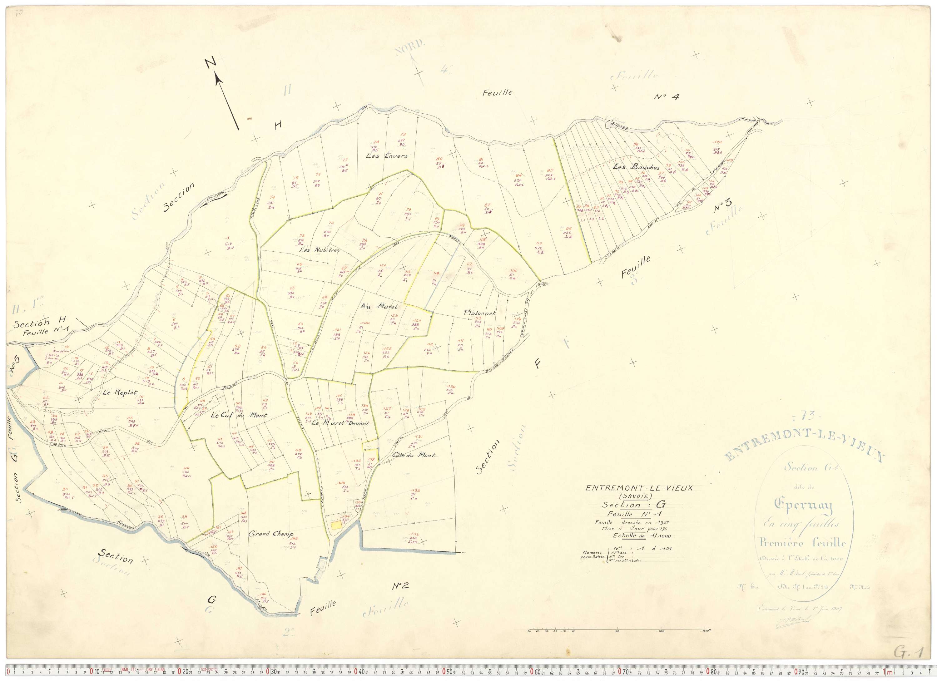 Entremont-le-Vieux - Cadastre rénové, version de travail (1964).